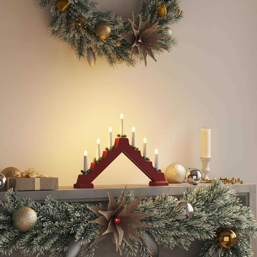 vidaXL Kerst Kaars Brug Bruin 39.5 x 5 x 29 cm Massief grenenhout