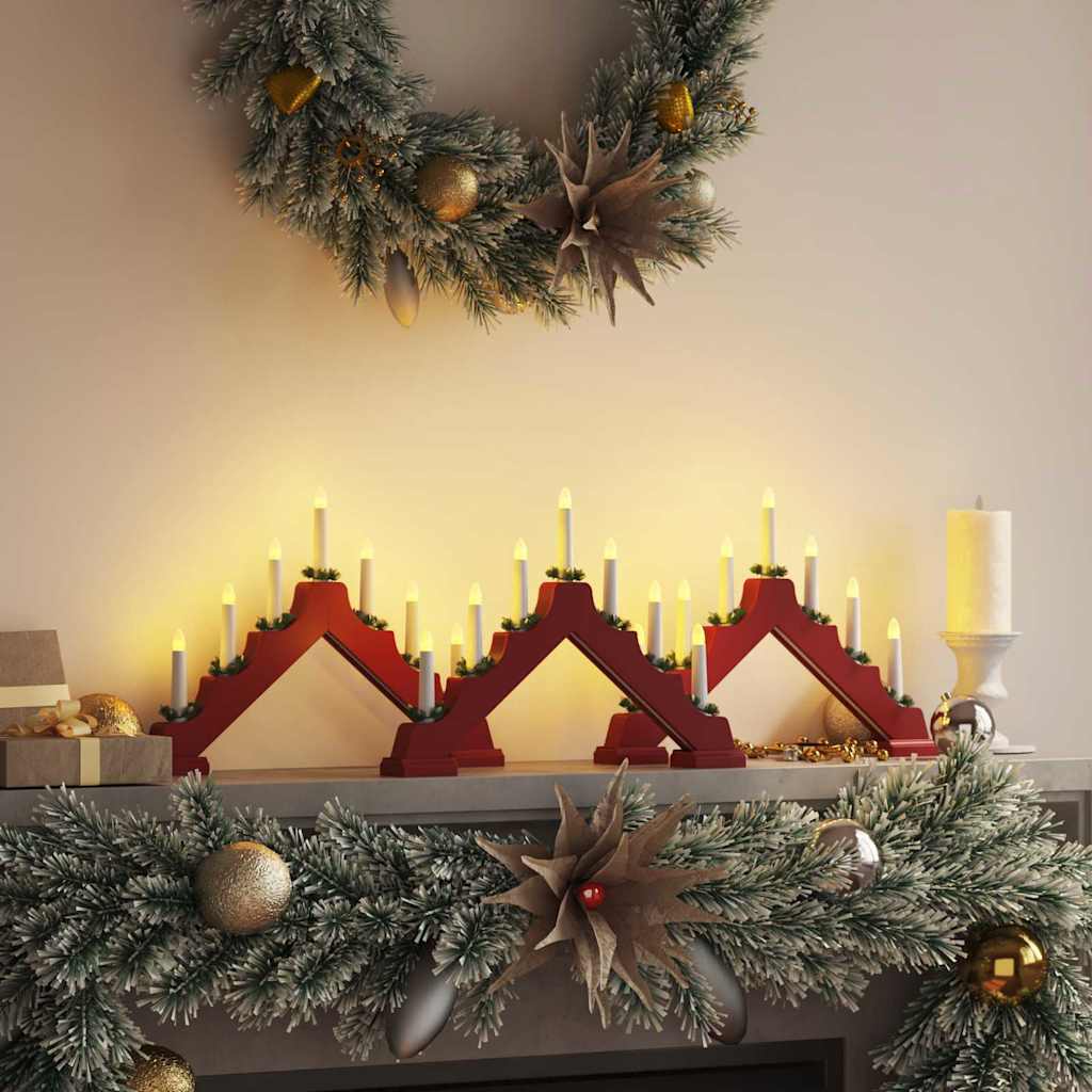vidaXL Kerst Kaars Brug Bruin 39.5 x 5 x 29 cm Massief grenenhout