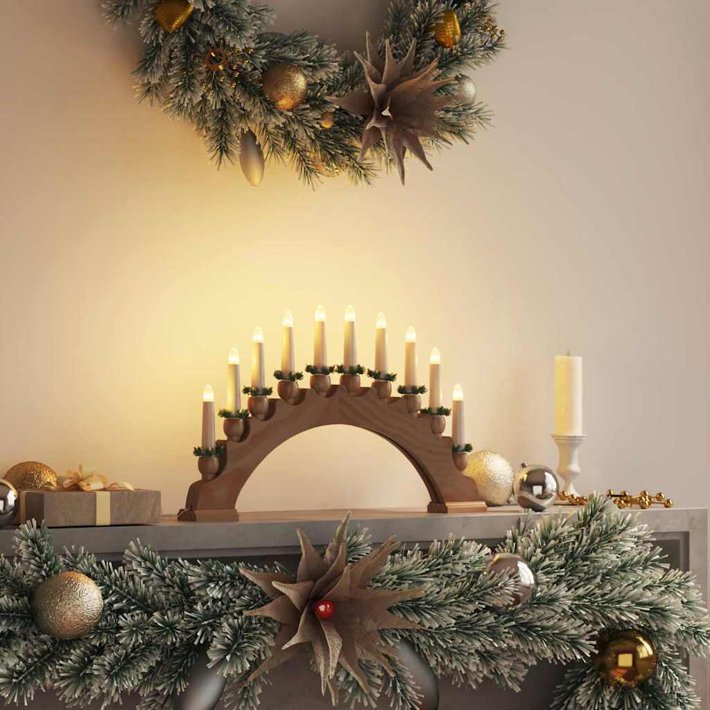 vidaXL Kerst Kaarsenboog met 10 LED Kaarsen Bruin 47 x 5 x 29 cm