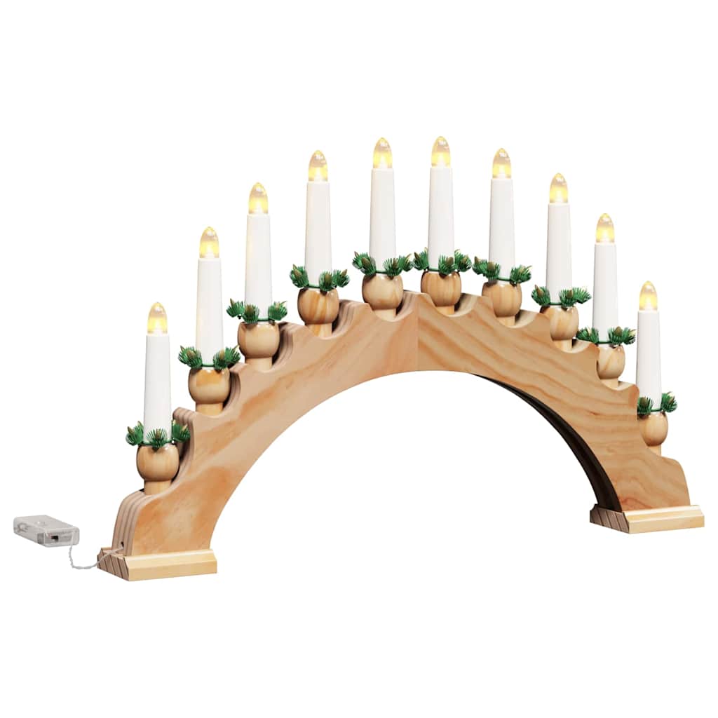 vidaXL Kerst Kaarsenboog met 10 LED Kaarsen Bruin 47 x 5 x 29 cm