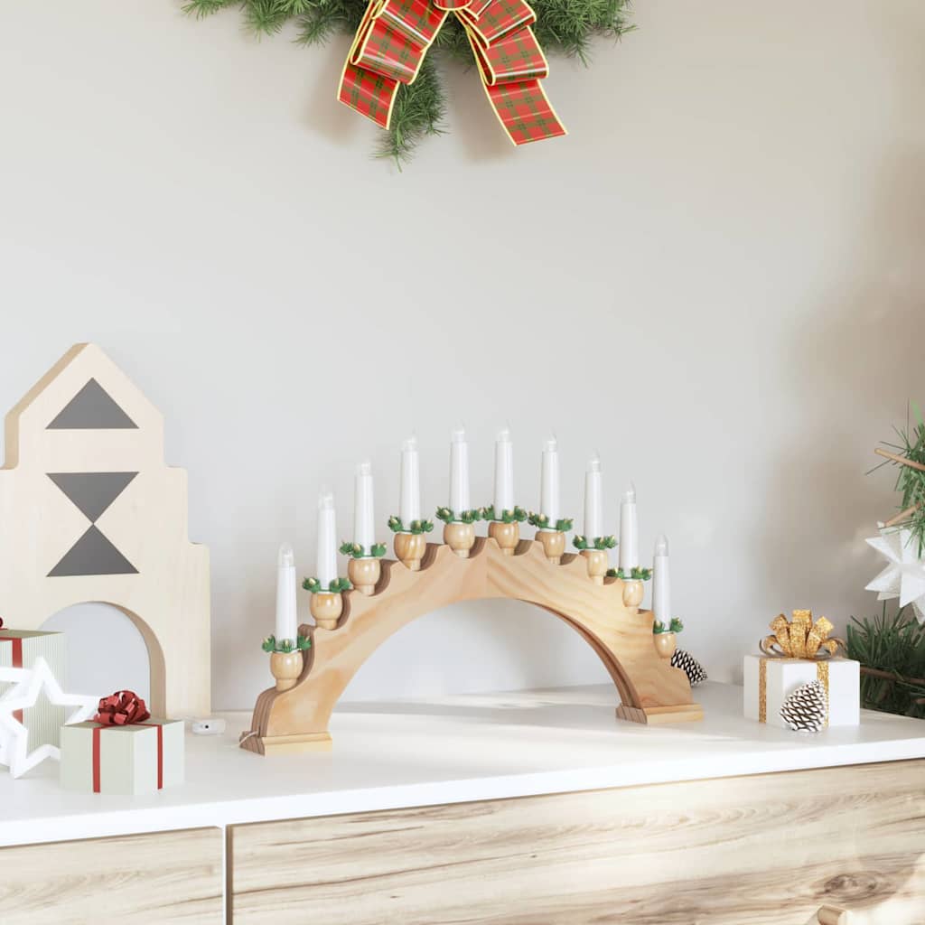 vidaXL Kerst Kaarsenboog met 10 LED Kaarsen Bruin 47 x 5 x 29 cm