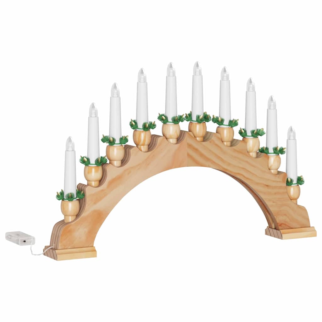 vidaXL Kerst Kaarsenboog met 10 LED Kaarsen Bruin 47 x 5 x 29 cm