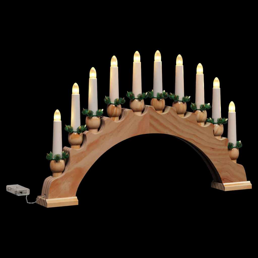vidaXL Kerst Kaarsenboog met 10 LED Kaarsen Bruin 47 x 5 x 29 cm