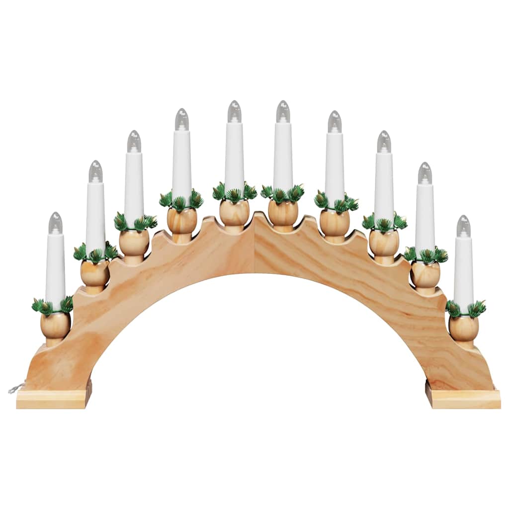 vidaXL Kerst Kaarsenboog met 10 LED Kaarsen Bruin 47 x 5 x 29 cm