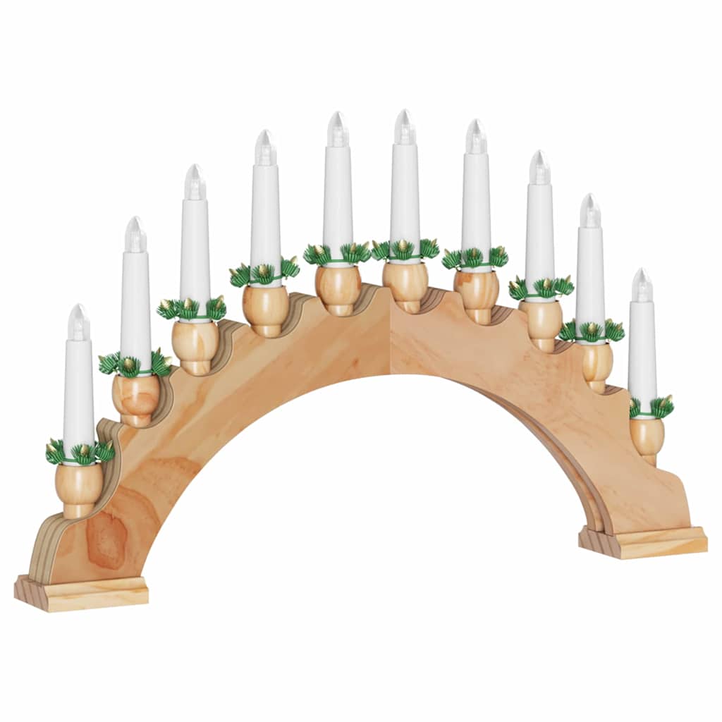 vidaXL Kerst Kaarsenboog met 10 LED Kaarsen Bruin 47 x 5 x 29 cm
