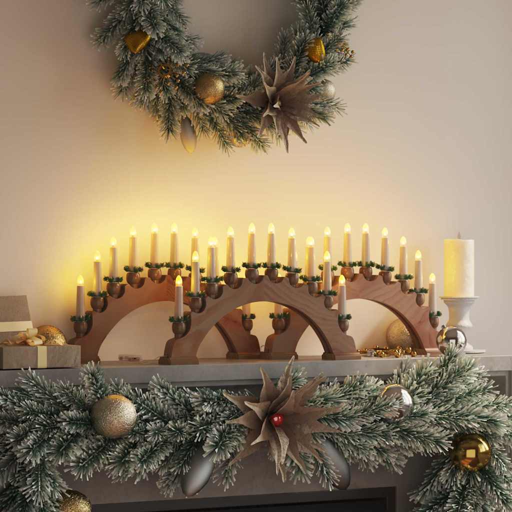 vidaXL Kerst Kaarsenboog met 10 LED Kaarsen Bruin 47 x 5 x 29 cm