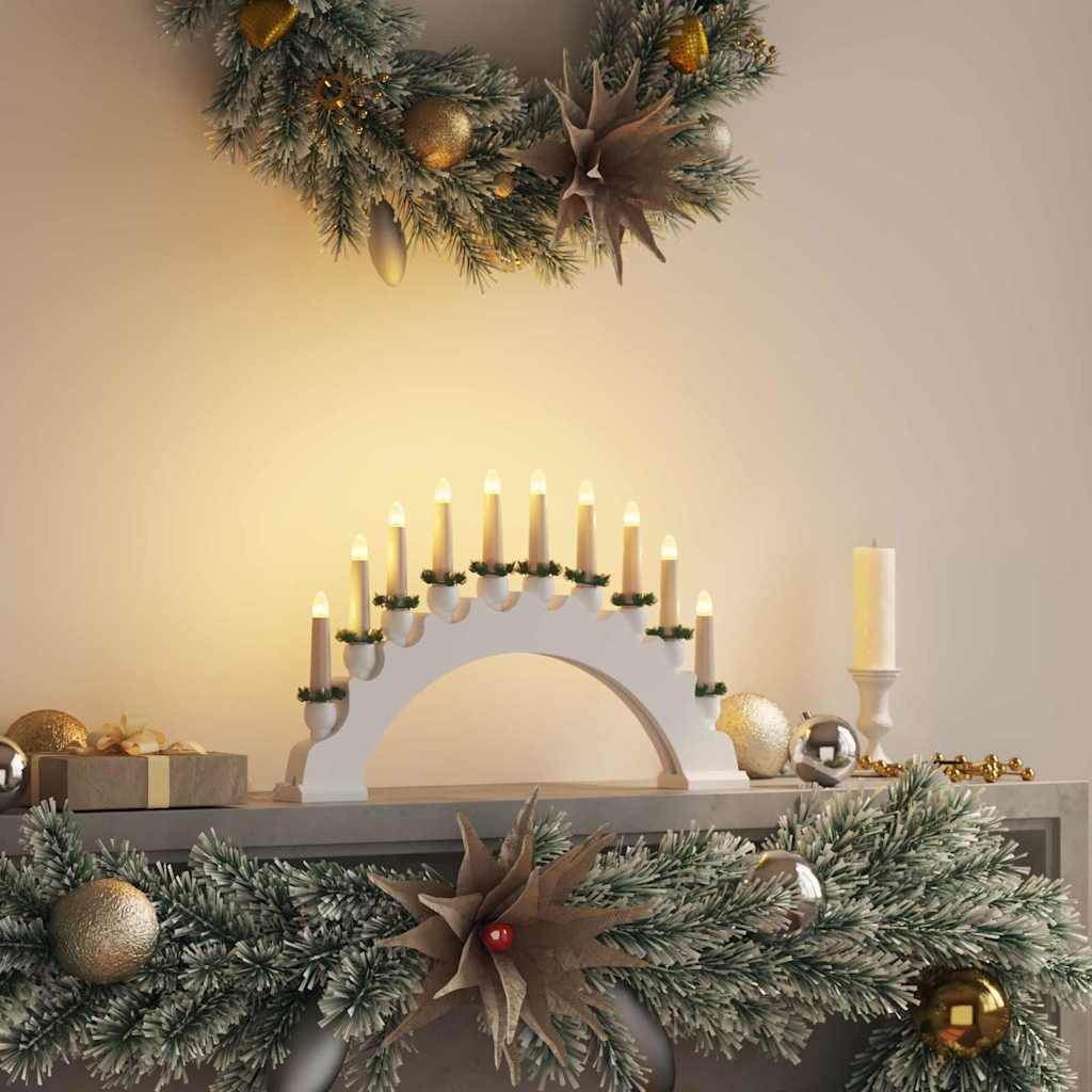 vidaXL Kerst Kaarsenboog met 10 LED Kaarsen Bruin 47 x 5 x 29 cm
