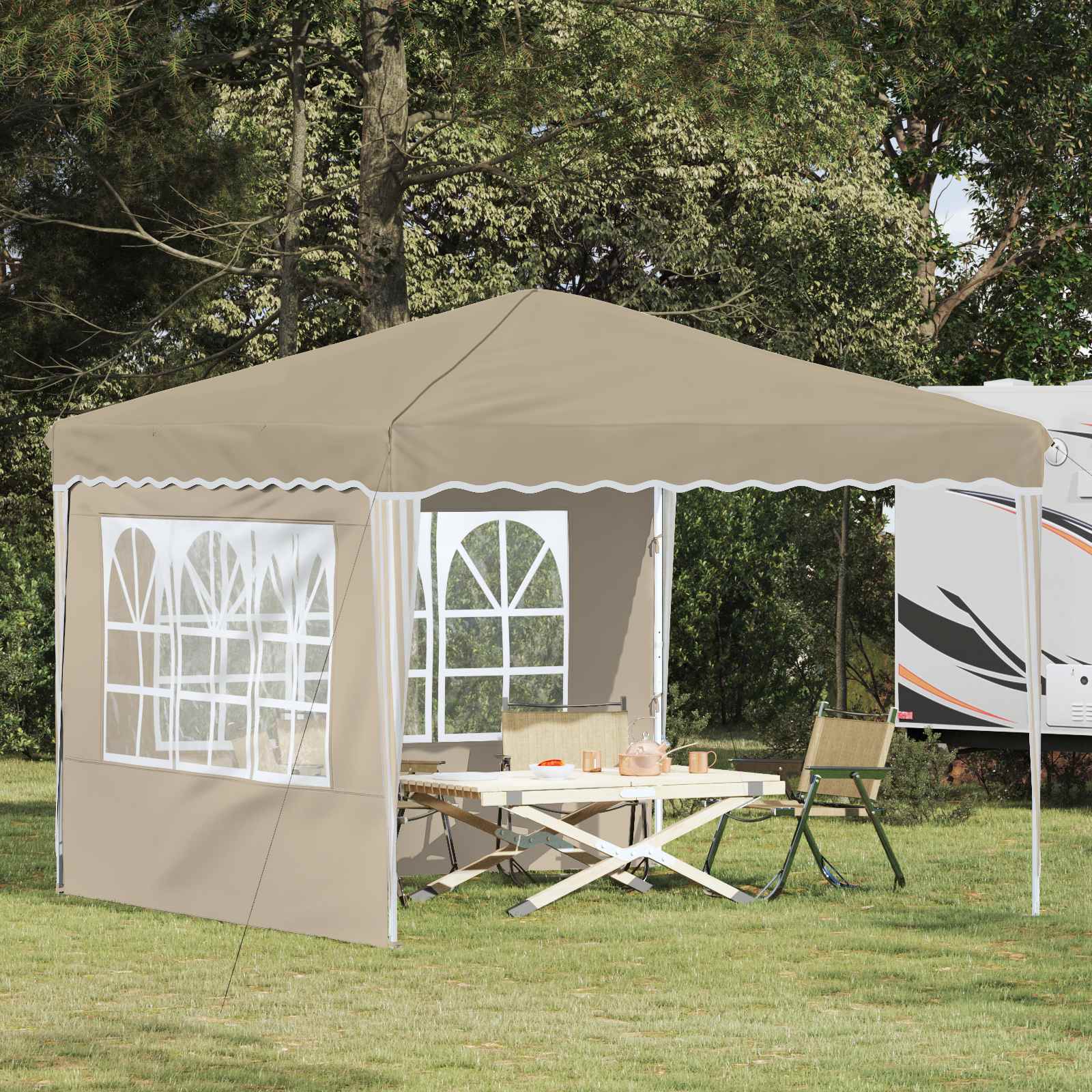 vidaXL Pop-up Feesttent Crème 288 x 288 x 245 cm Oxford Stof
