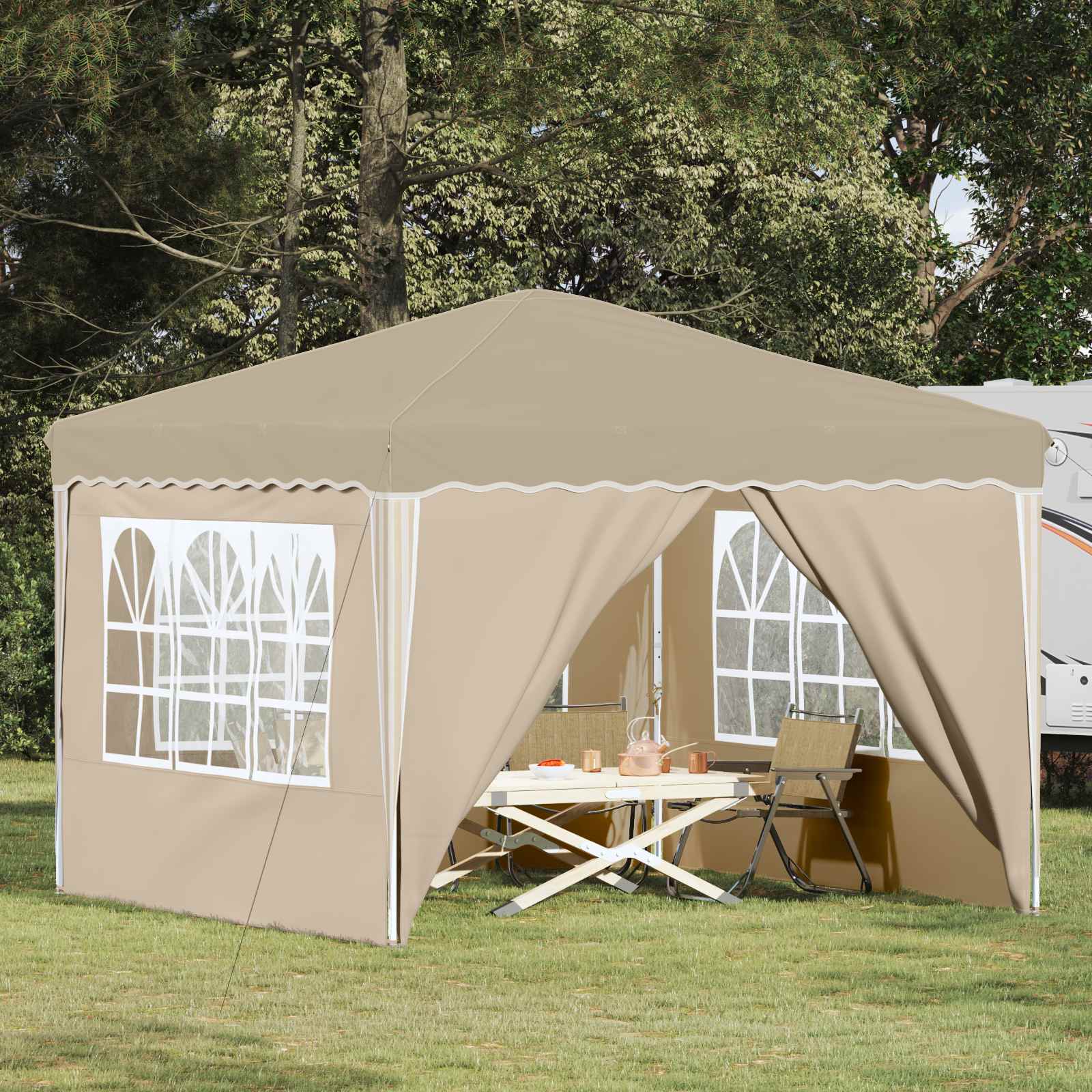 vidaXL Pop-up Feesttent Crème 288 x 288 x 245 cm Oxford Stof