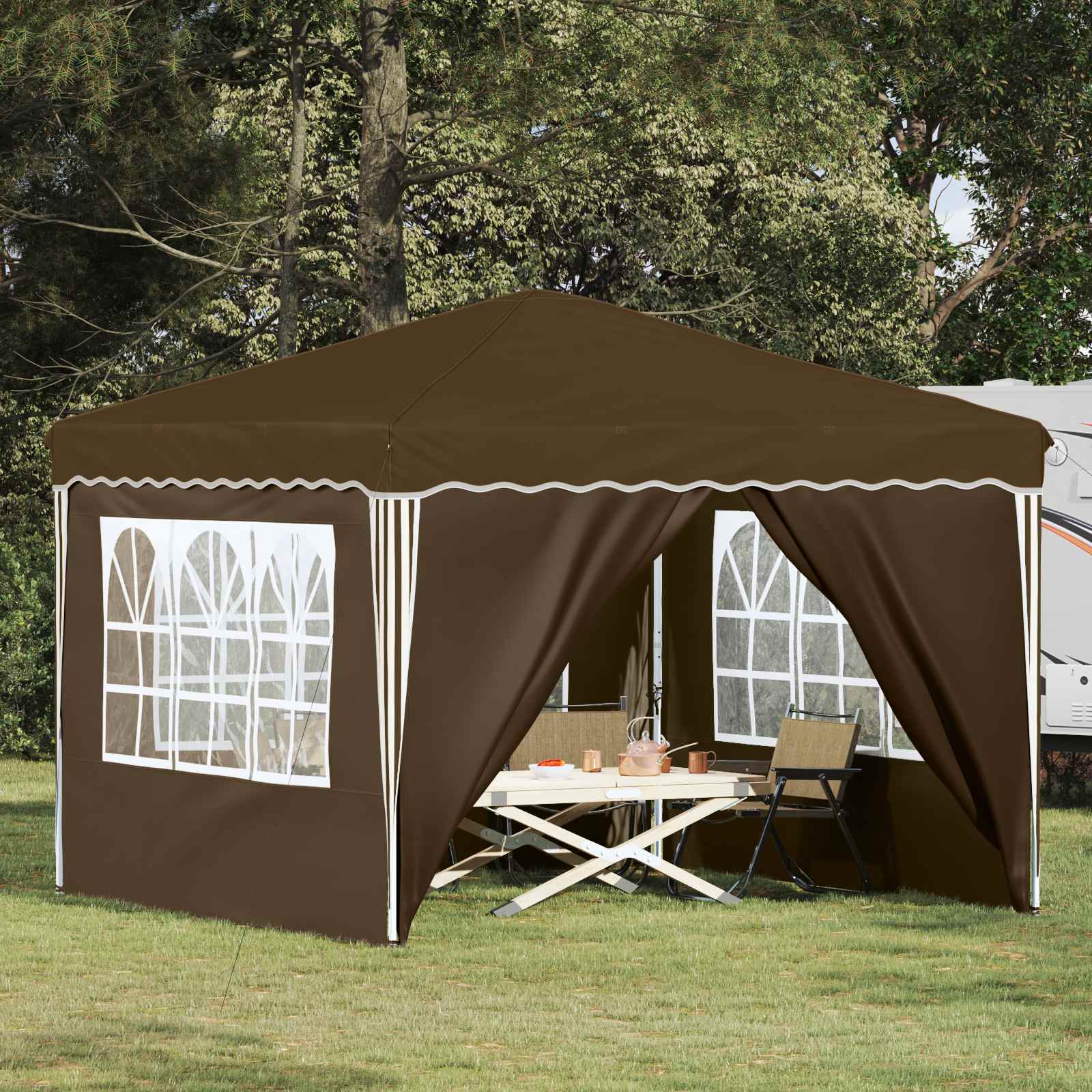 vidaXL Pop-up Feesttent Crème 288 x 288 x 245 cm Oxford Stof