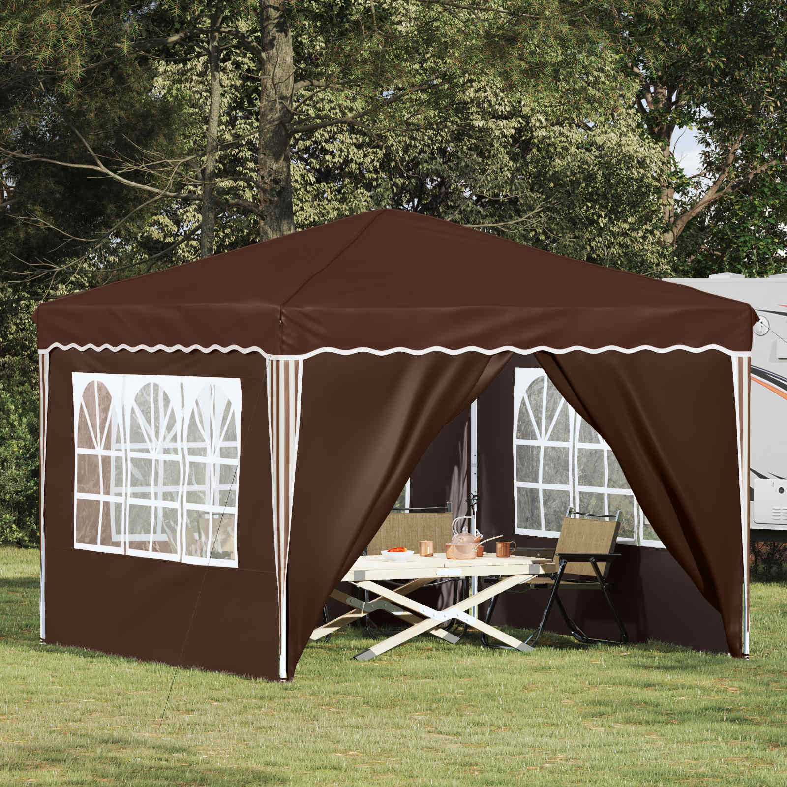 vidaXL Pop-up Feesttent Crème 288 x 288 x 245 cm Oxford Stof