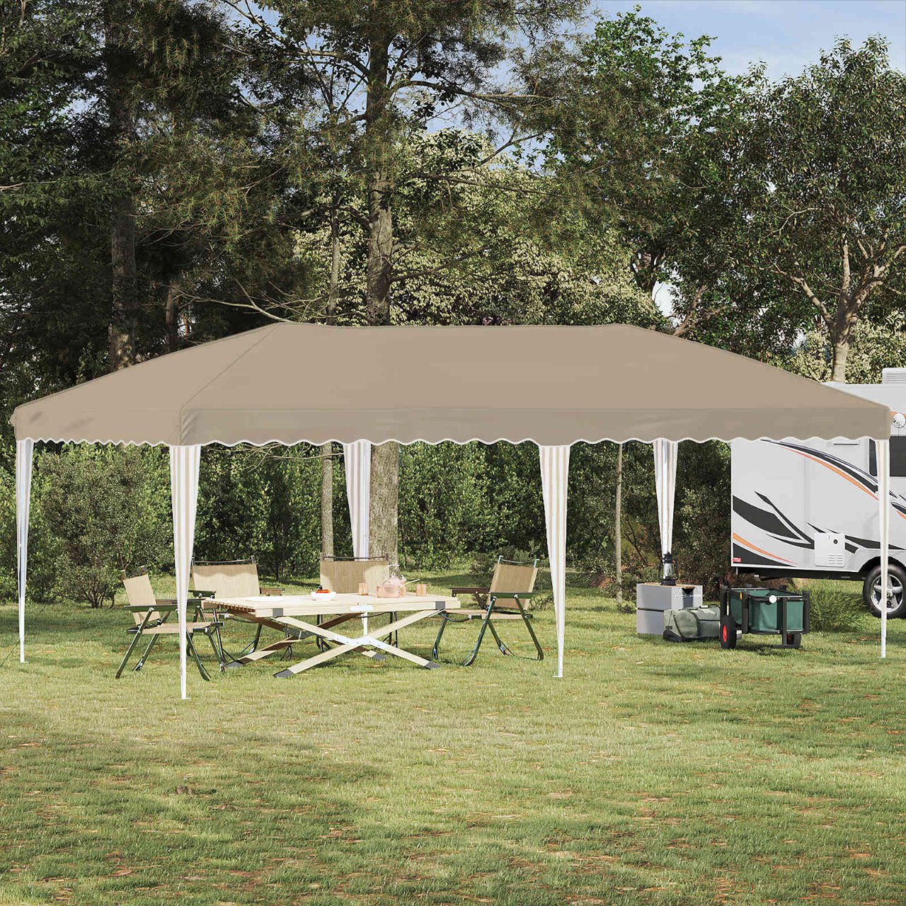vidaXL Pop-up Feesttent 575 x 288 x 245 cm Crèmekleurig