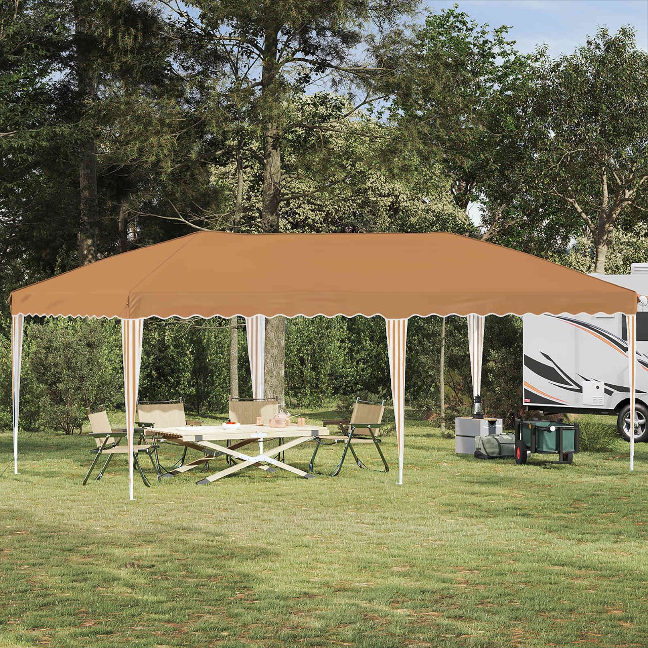 vidaXL Pop-up Feesttent 575 x 288 x 245 cm Crèmekleurig
