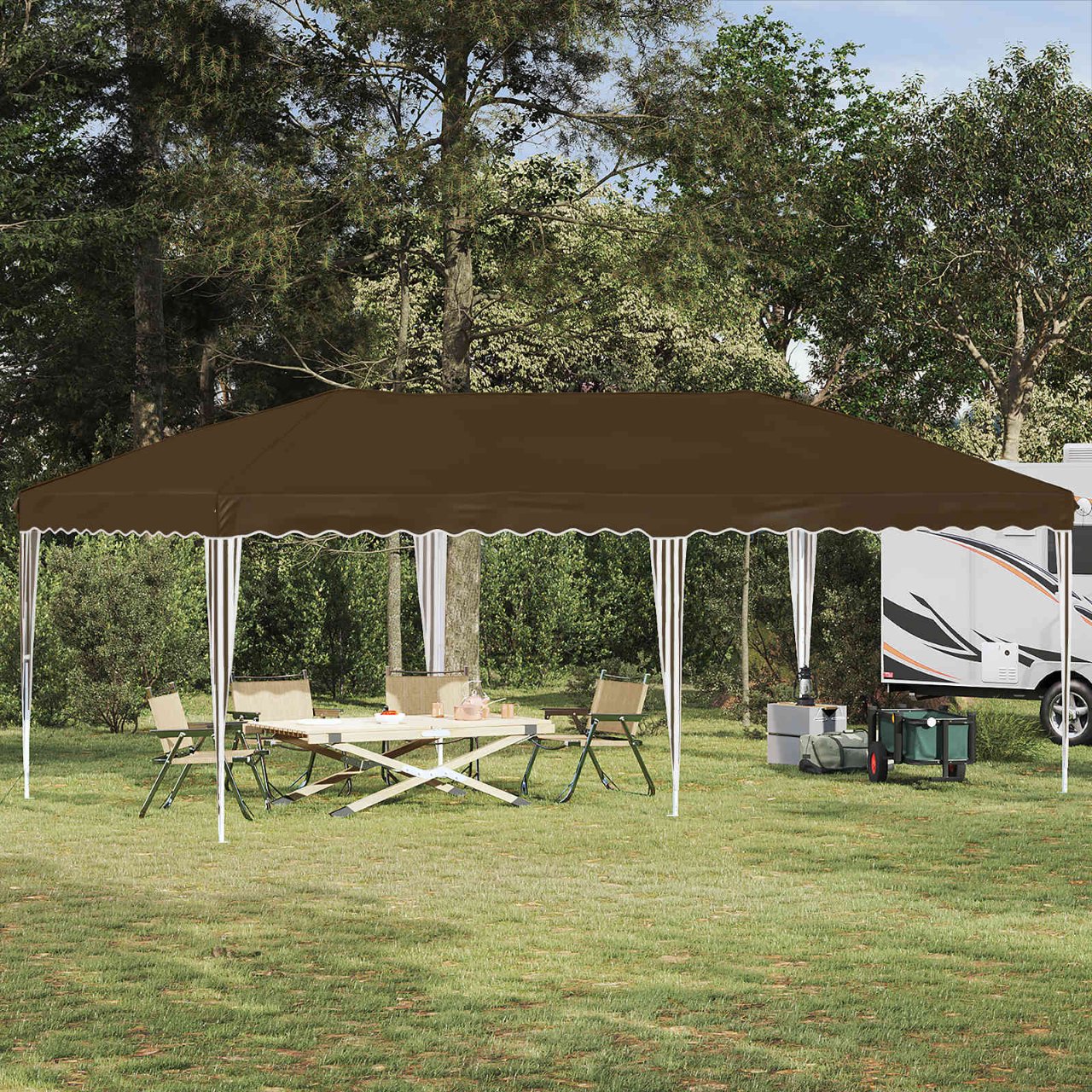 vidaXL Pop-up Feesttent 575 x 288 x 245 cm Crèmekleurig