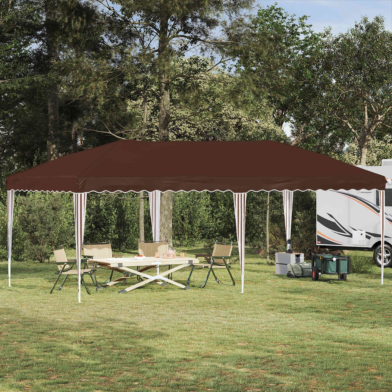 vidaXL Pop-up Feesttent 575 x 288 x 245 cm Crèmekleurig