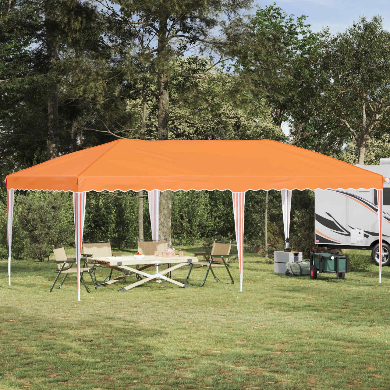 vidaXL Pop-up Feesttent 575 x 288 x 245 cm Crèmekleurig