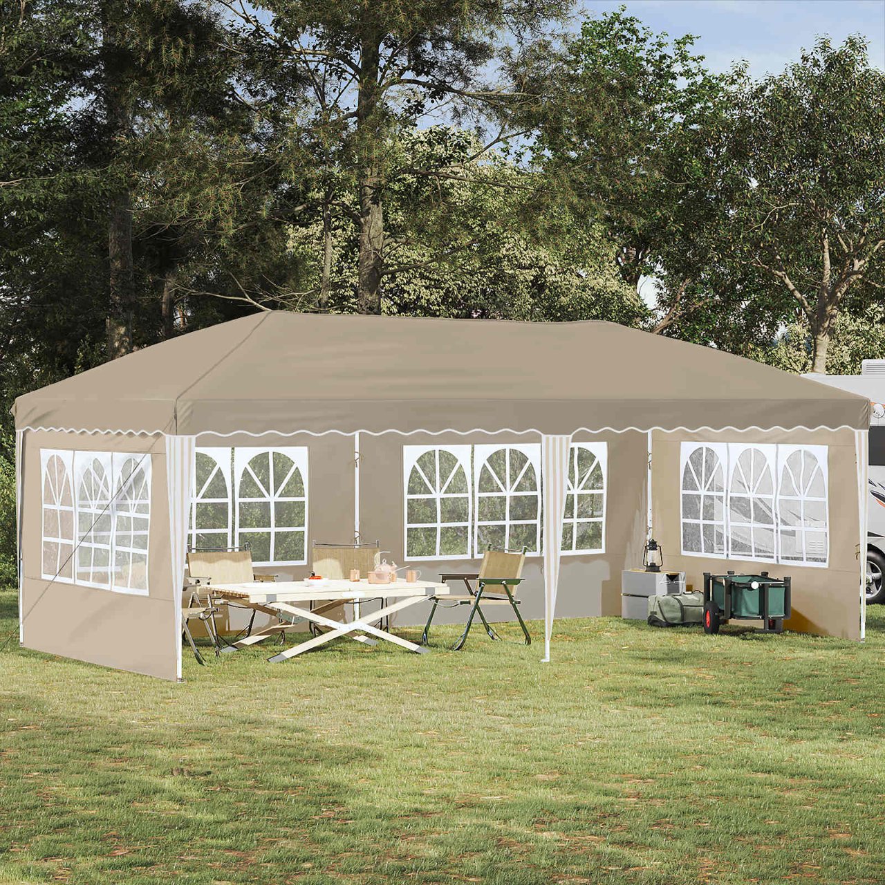 vidaXL Pop-up Feesttent 575 x 288 x 245 cm Crèmekleurig