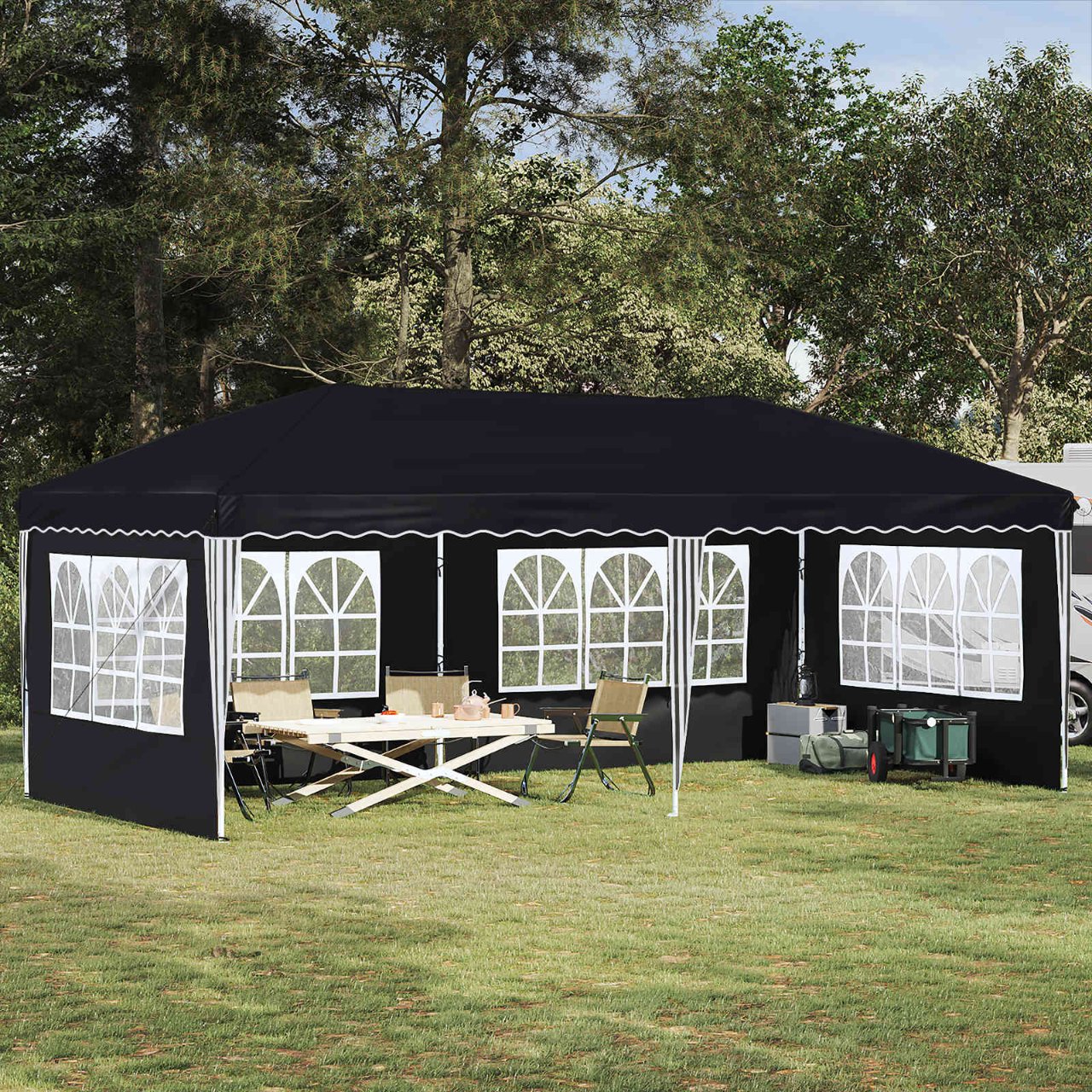 vidaXL Pop-up Feesttent 575 x 288 x 245 cm Crèmekleurig