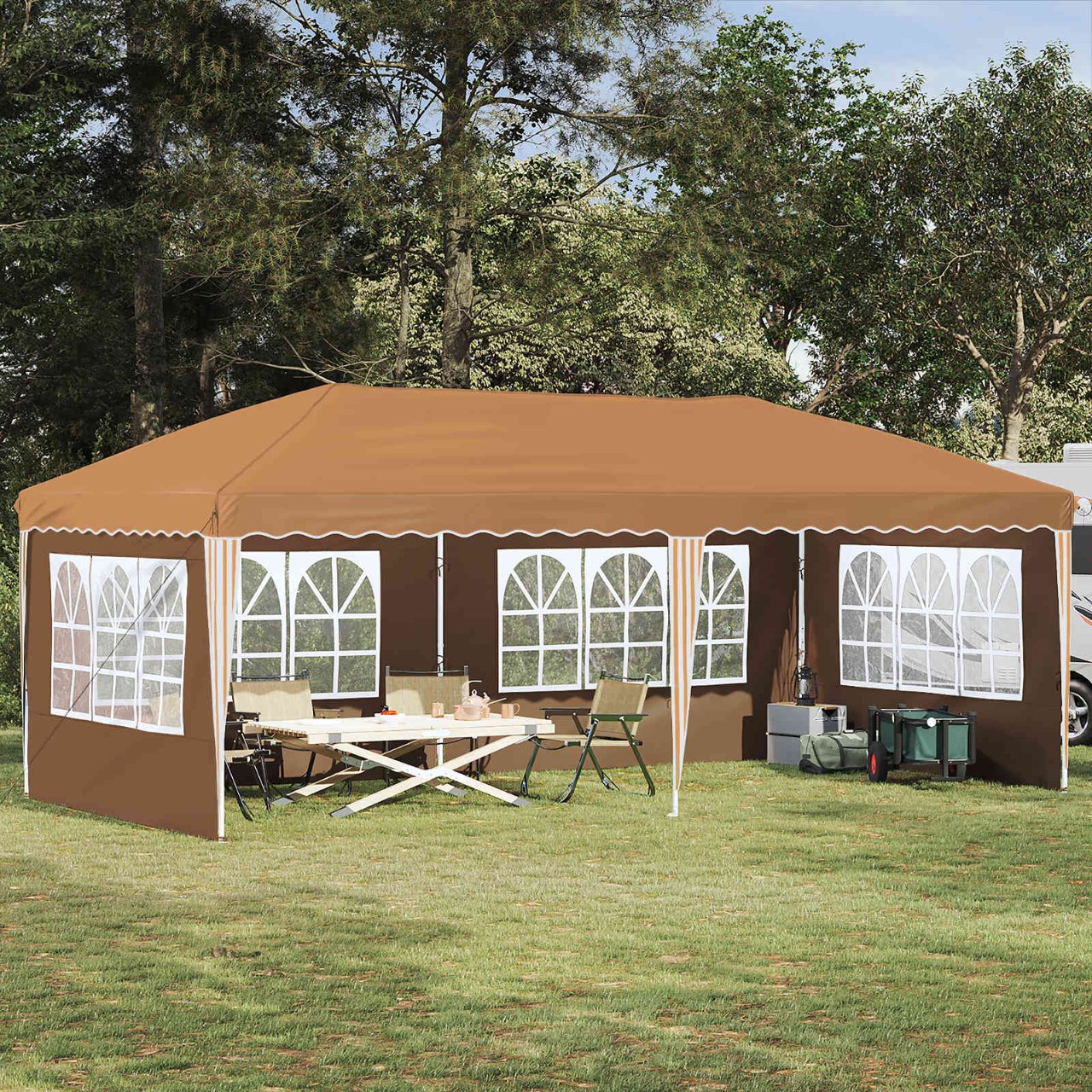 vidaXL Pop-up Feesttent 575 x 288 x 245 cm Crèmekleurig
