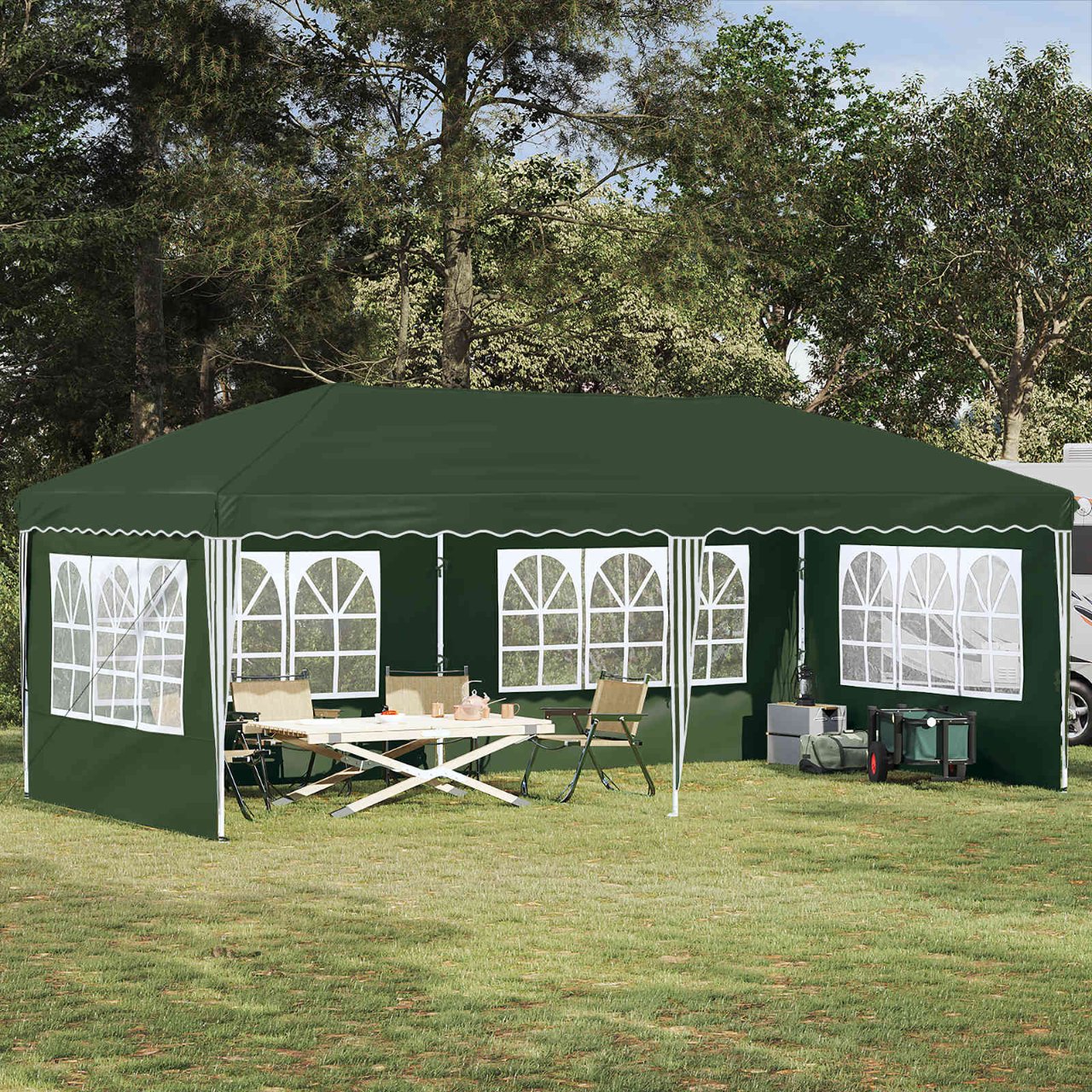 vidaXL Pop-up Feesttent 575 x 288 x 245 cm Crèmekleurig