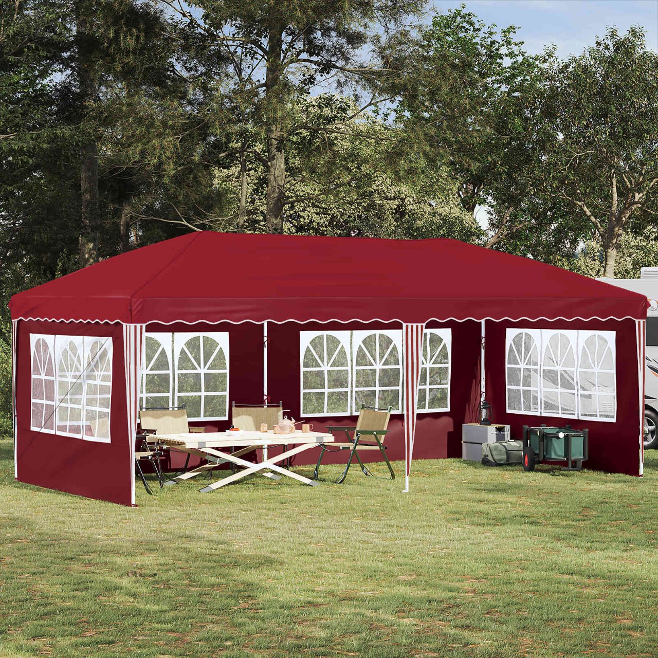 vidaXL Pop-up Feesttent 575 x 288 x 245 cm Crèmekleurig