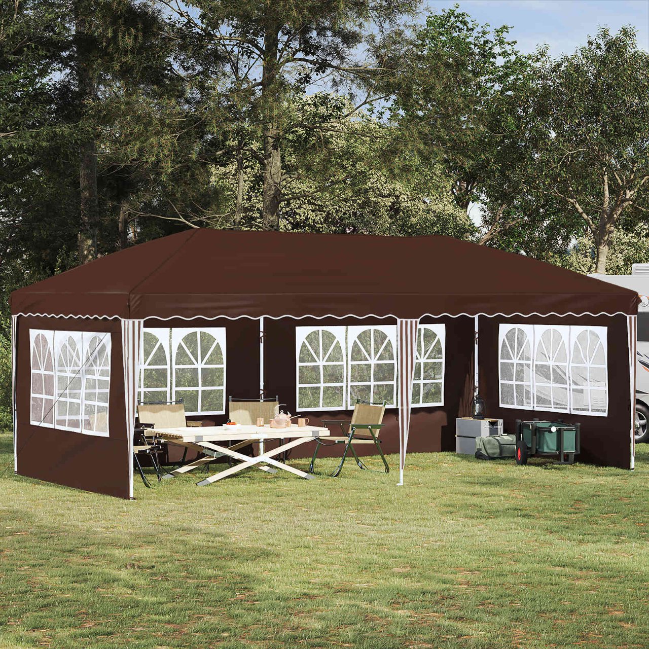 vidaXL Pop-up Feesttent 575 x 288 x 245 cm Crèmekleurig