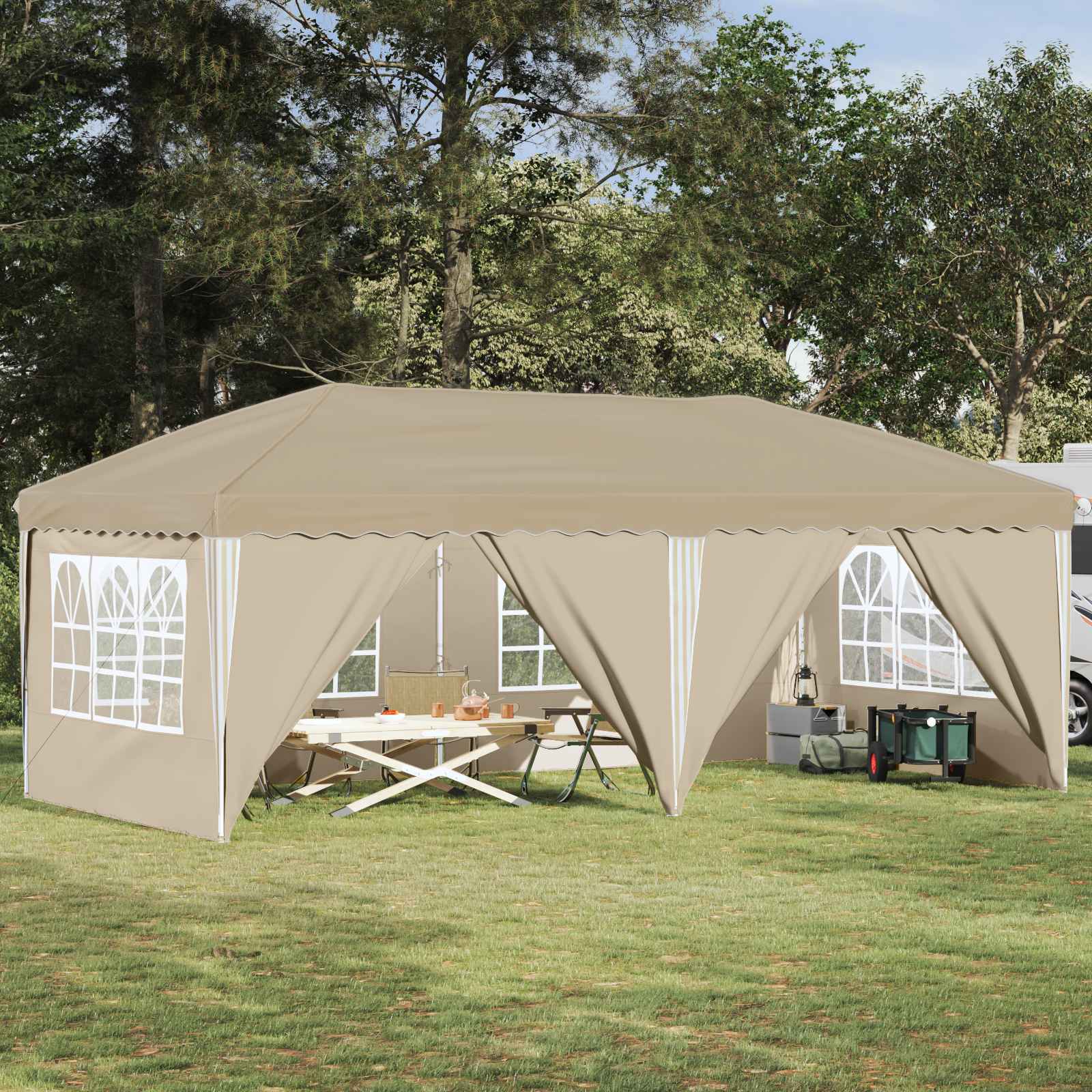 vidaXL Pop-up Feesttent 575 x 288 x 245 cm Crèmekleurig