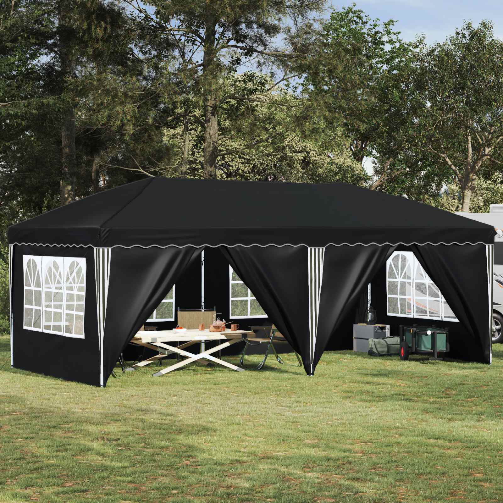 vidaXL Pop-up Feesttent 575 x 288 x 245 cm Crèmekleurig