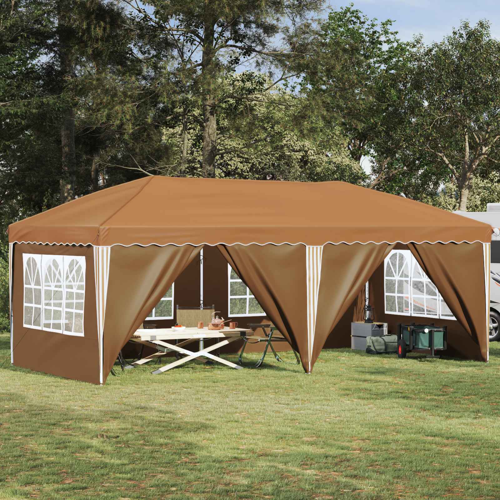 vidaXL Pop-up Feesttent 575 x 288 x 245 cm Crèmekleurig