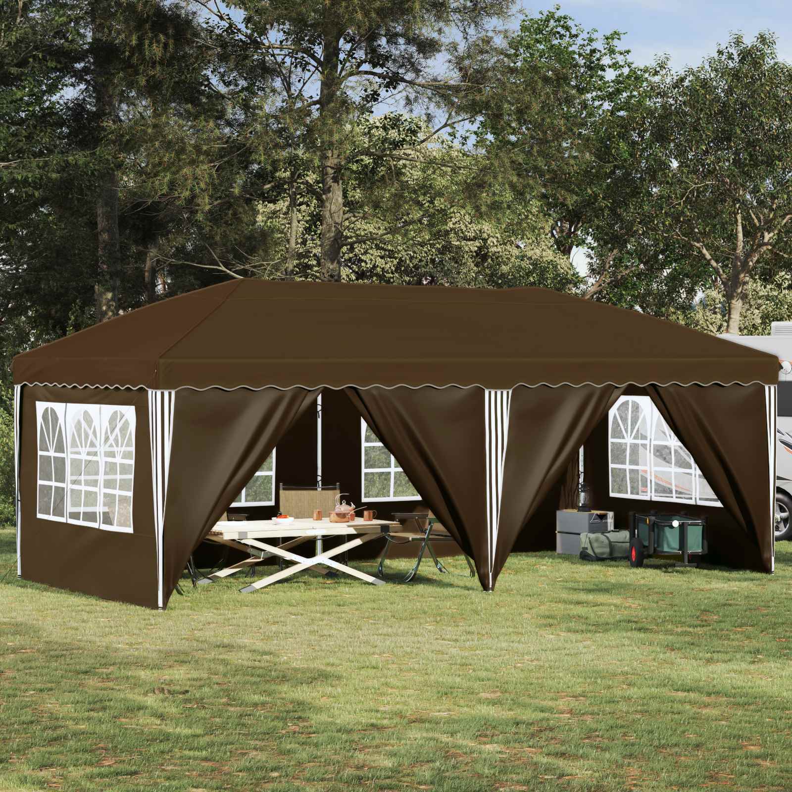 vidaXL Pop-up Feesttent 575 x 288 x 245 cm Crèmekleurig