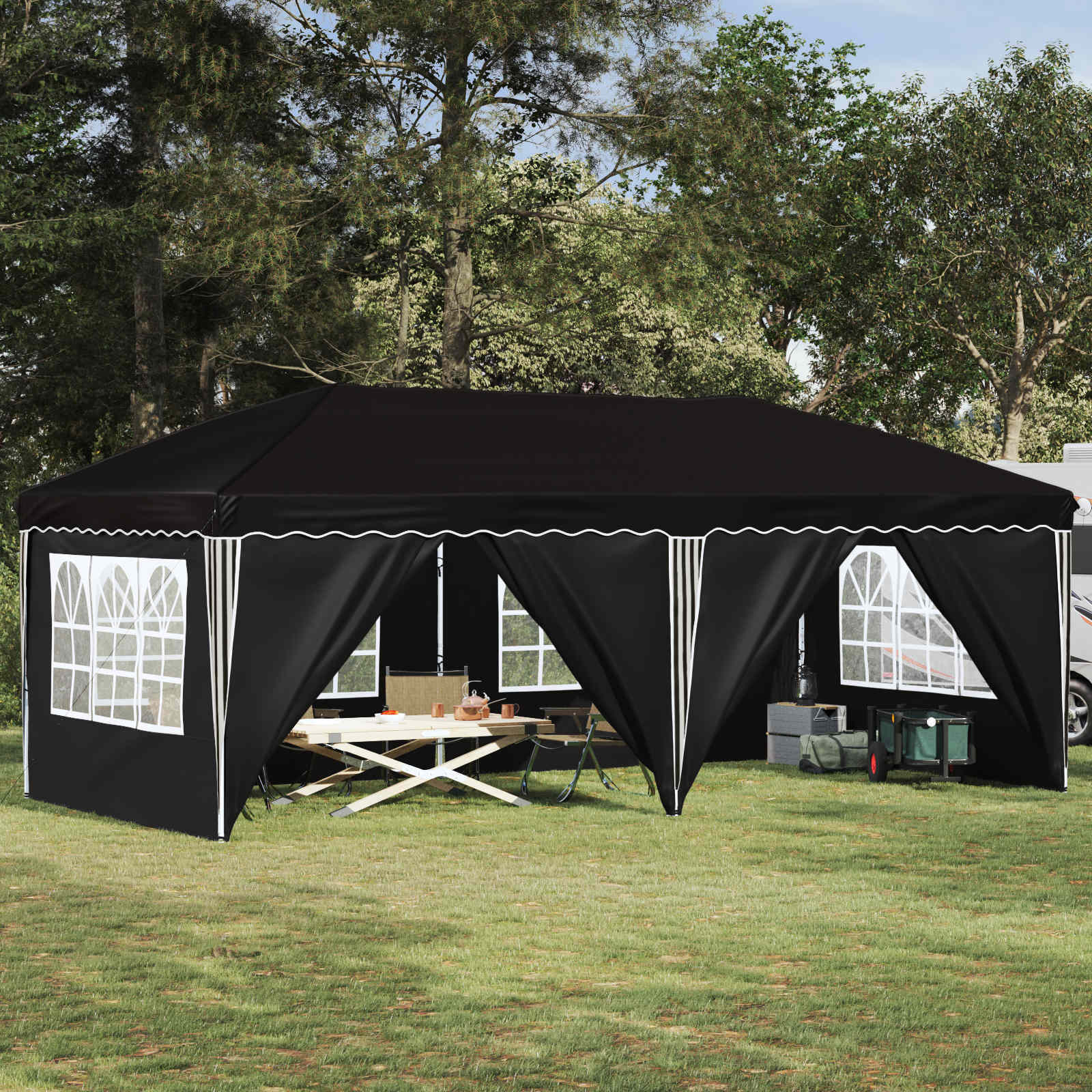 vidaXL Pop-up Feesttent 575 x 288 x 245 cm Crèmekleurig
