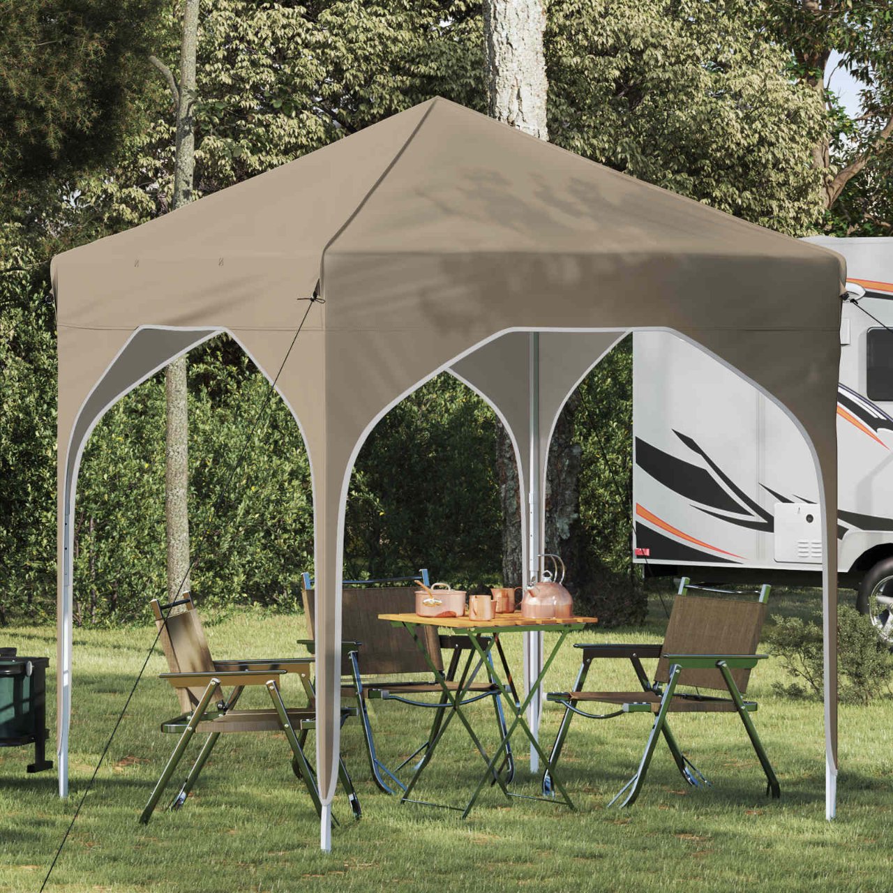 vidaXL Pop-up Feesttent 194 x 194 x 245 cm Crèmekleurig
