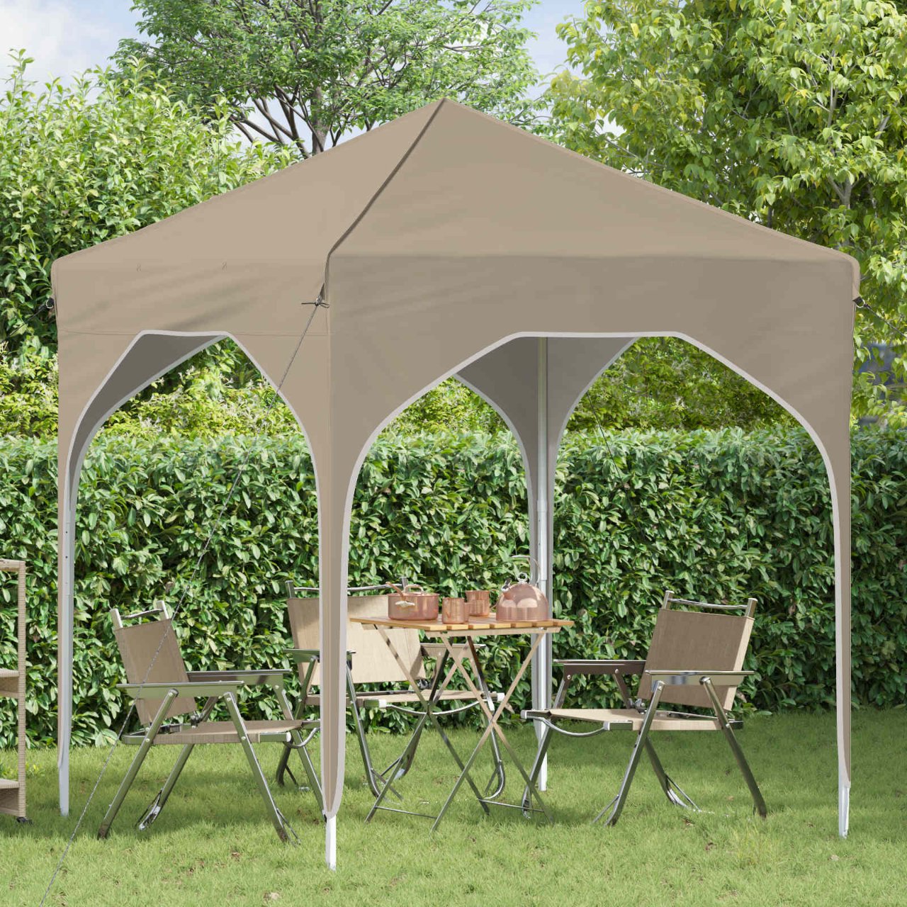 vidaXL Pop-up Feesttent 194 x 194 x 245 cm Crèmekleurig