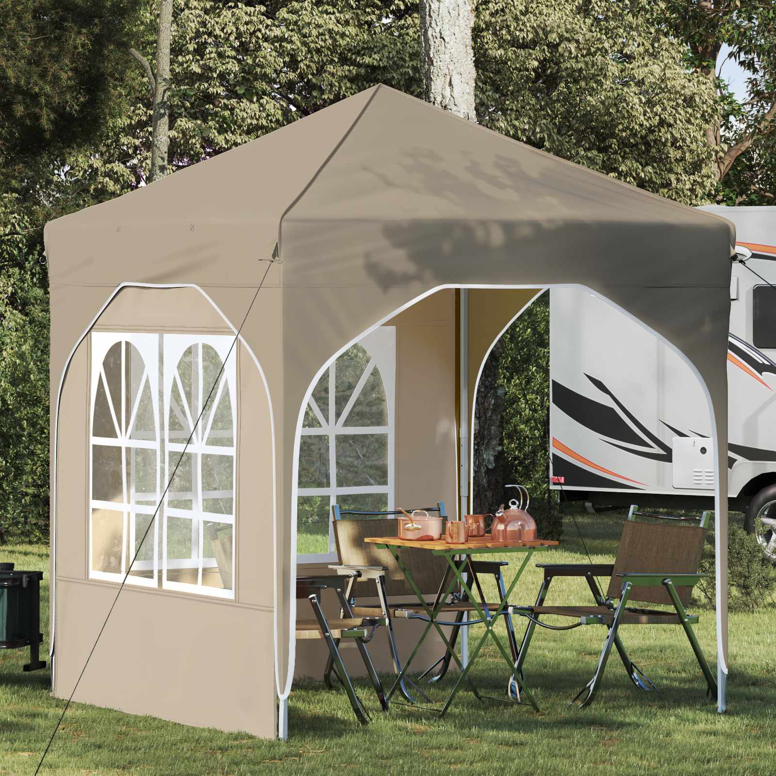 vidaXL Pop-up Feesttent 194 x 194 x 245 cm Crèmekleurig