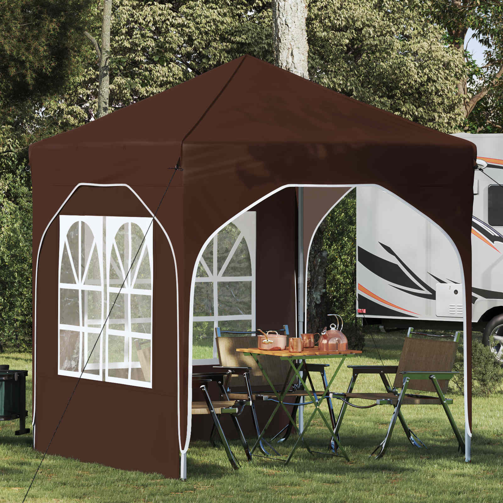 vidaXL Pop-up Feesttent 194 x 194 x 245 cm Crèmekleurig