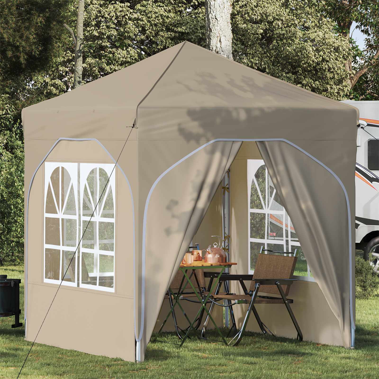 vidaXL Pop-up Feesttent 194 x 194 x 245 cm Crèmekleurig