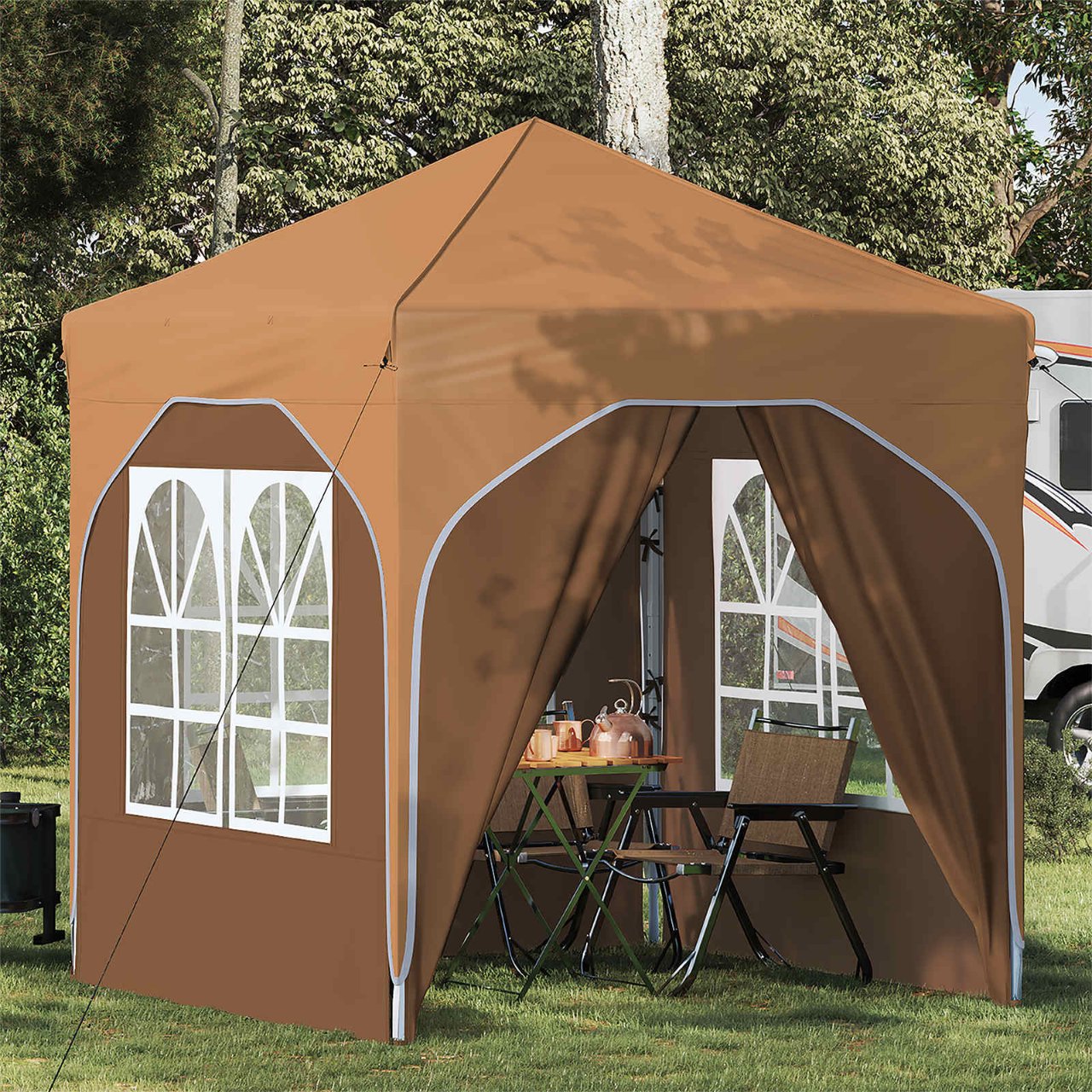 vidaXL Pop-up Feesttent 194 x 194 x 245 cm Crèmekleurig