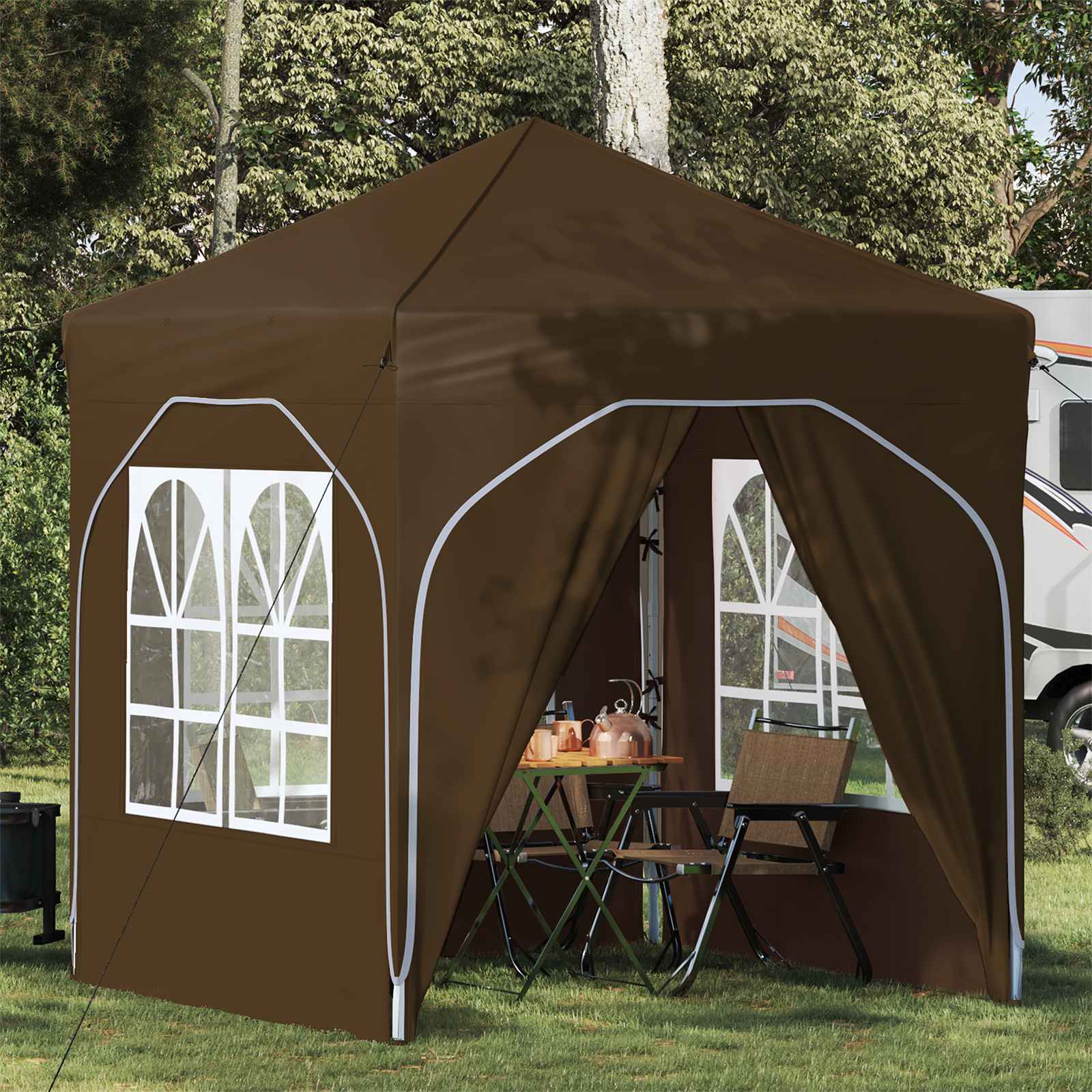vidaXL Pop-up Feesttent 194 x 194 x 245 cm Crèmekleurig