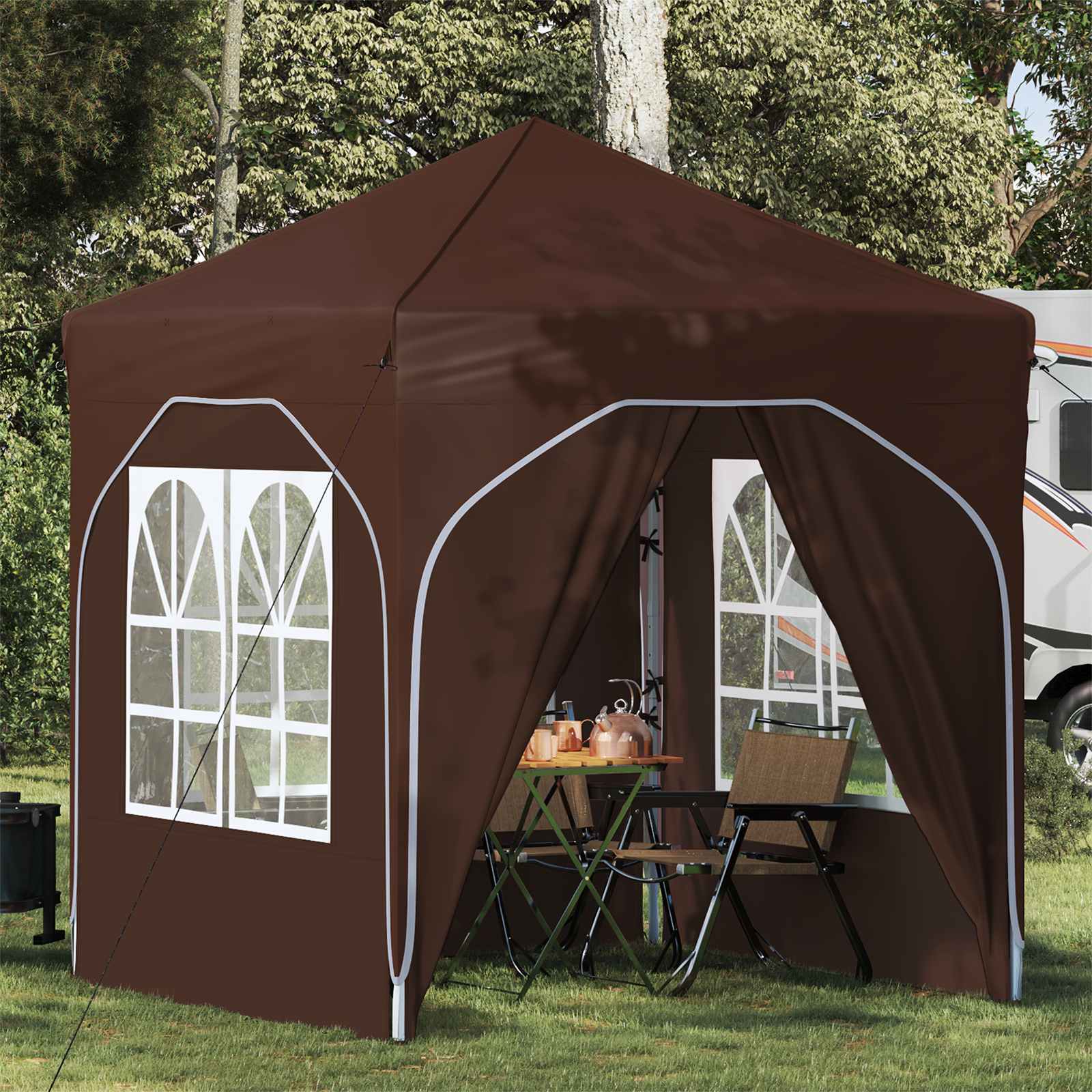vidaXL Pop-up Feesttent 194 x 194 x 245 cm Crèmekleurig