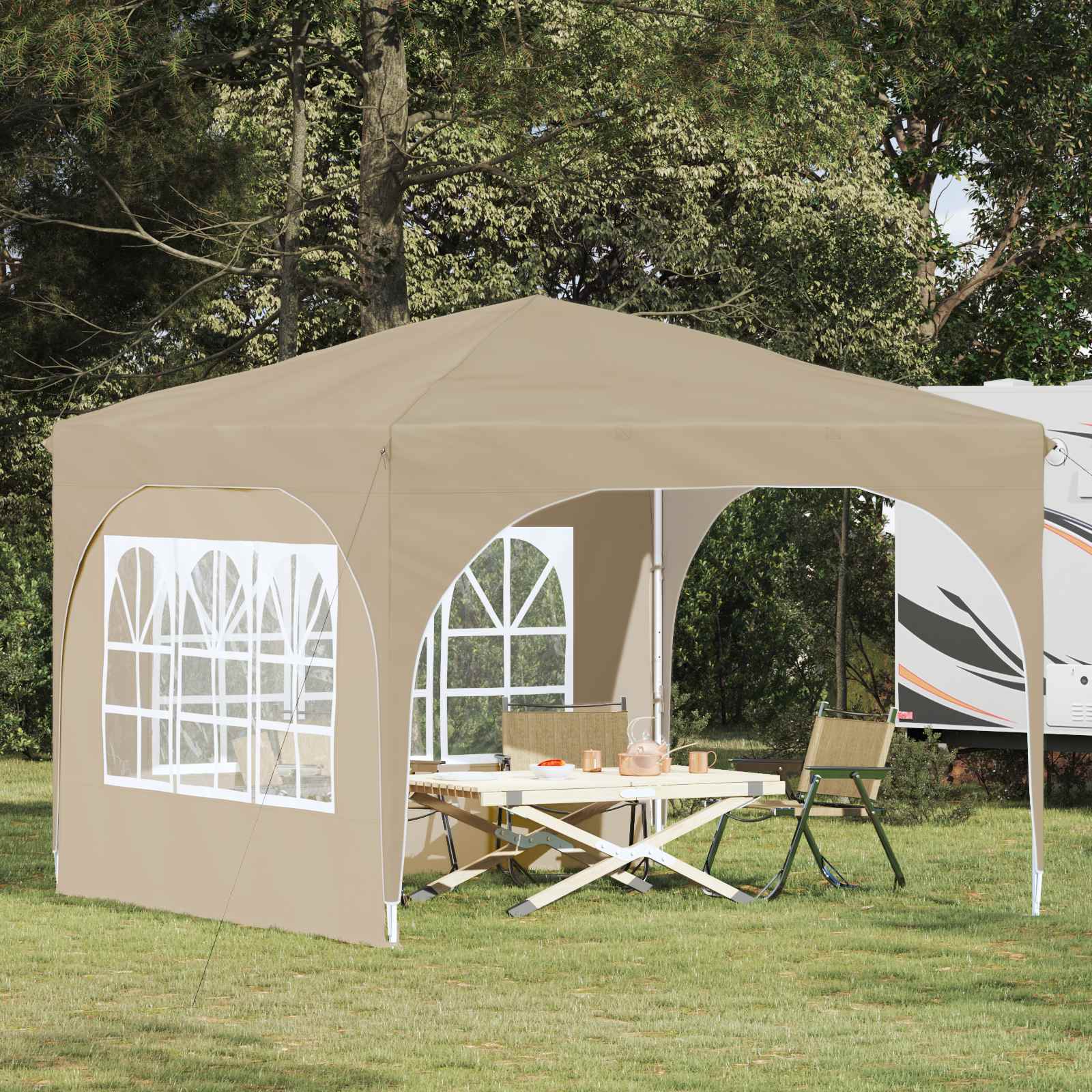 vidaXL Pop-up Feesttent 290 x 290 x 245 cm Crèmekleurig