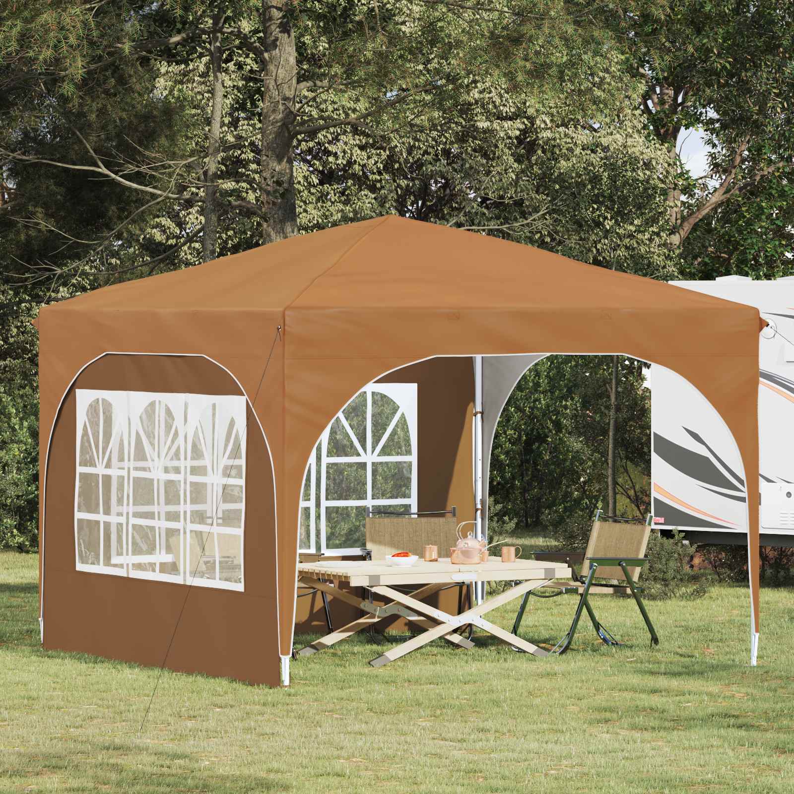 vidaXL Pop-up Feesttent 290 x 290 x 245 cm Crèmekleurig