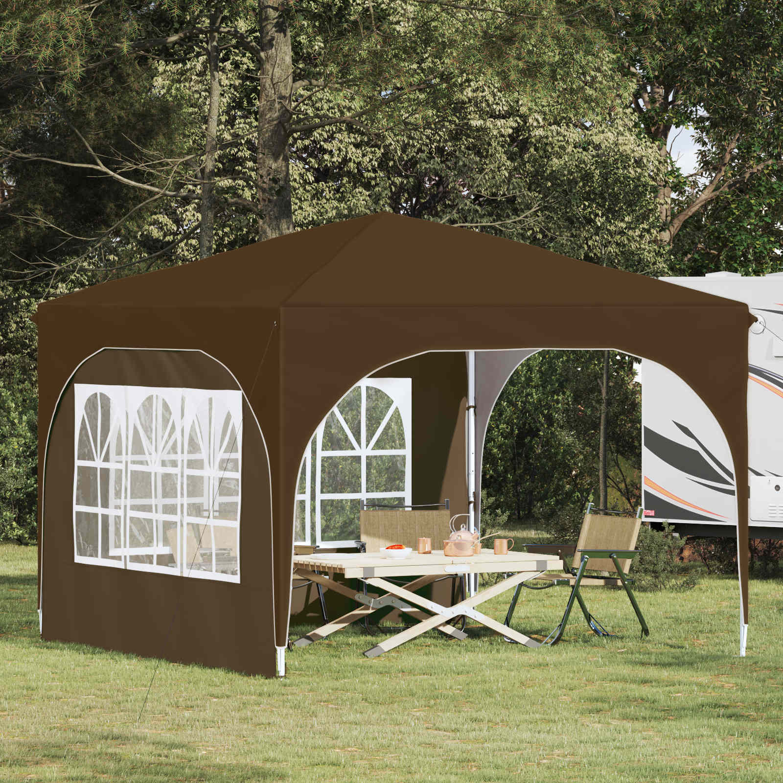 vidaXL Pop-up Feesttent 290 x 290 x 245 cm Crèmekleurig