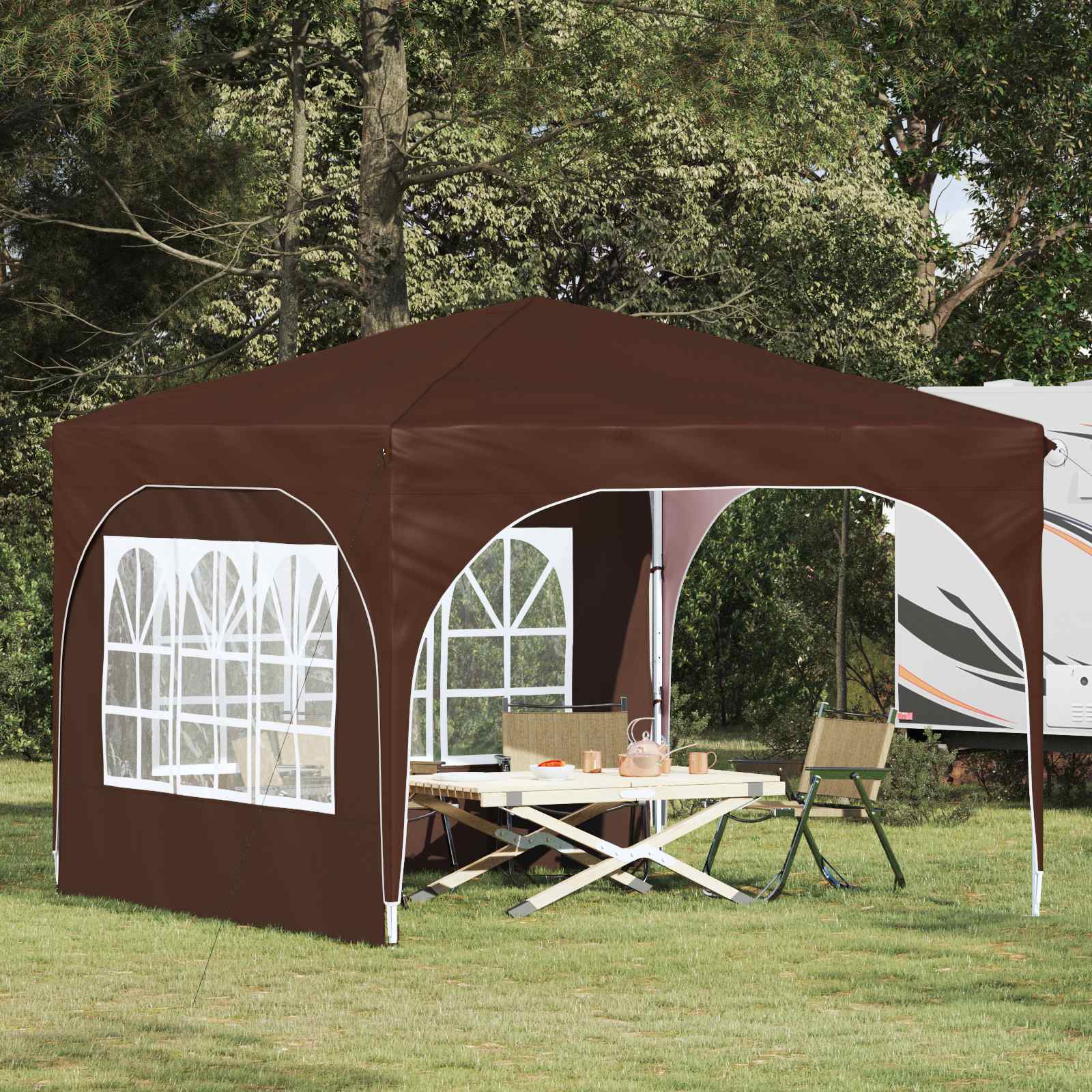 vidaXL Pop-up Feesttent 290 x 290 x 245 cm Crèmekleurig