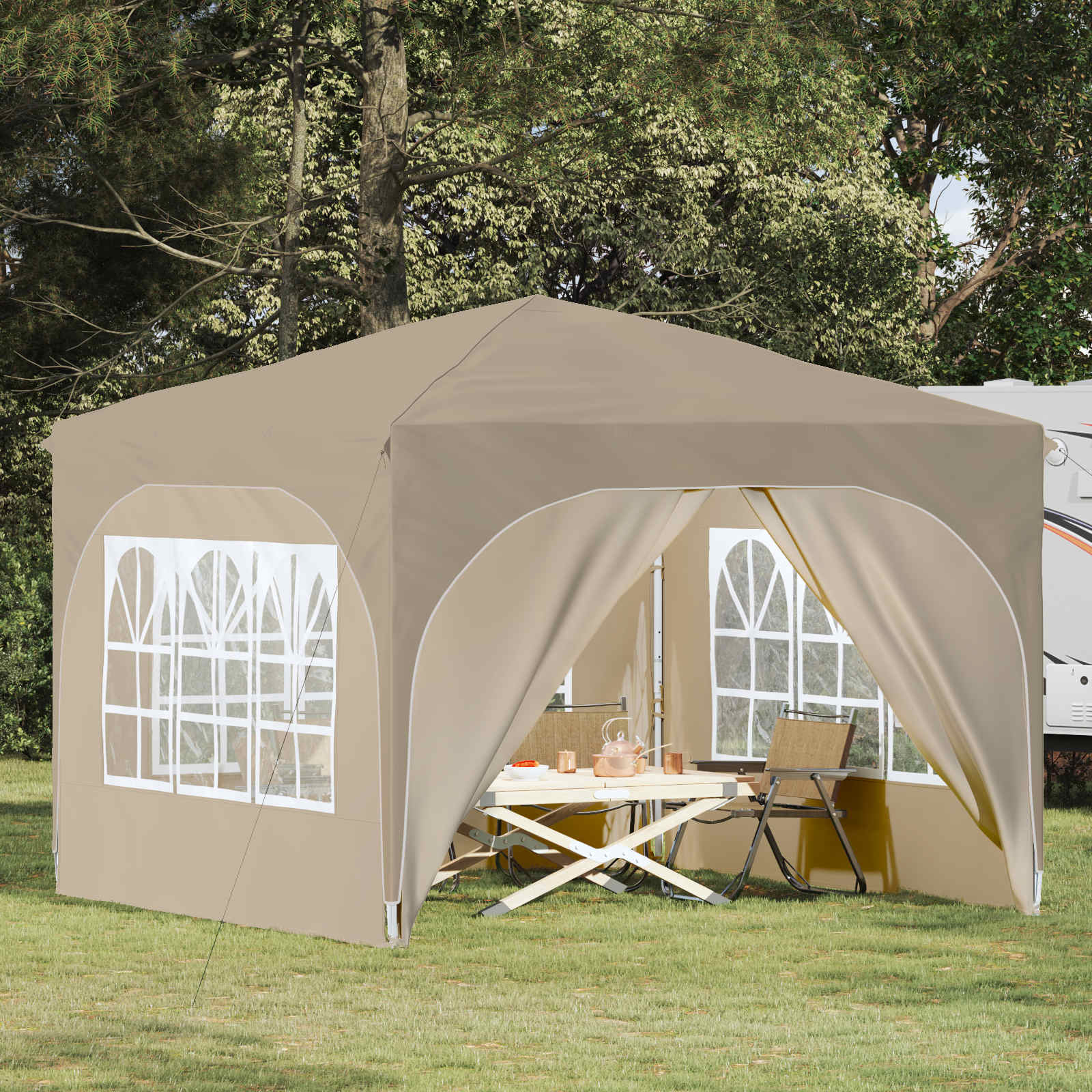 vidaXL Pop-up Feesttent 290 x 290 x 245 cm Crèmekleurig