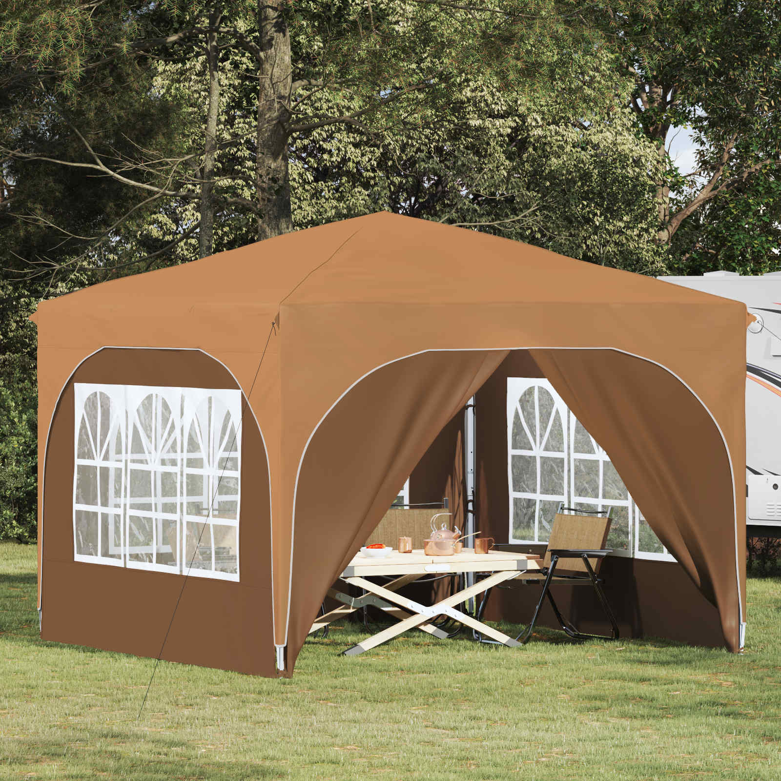 vidaXL Pop-up Feesttent 290 x 290 x 245 cm Crèmekleurig