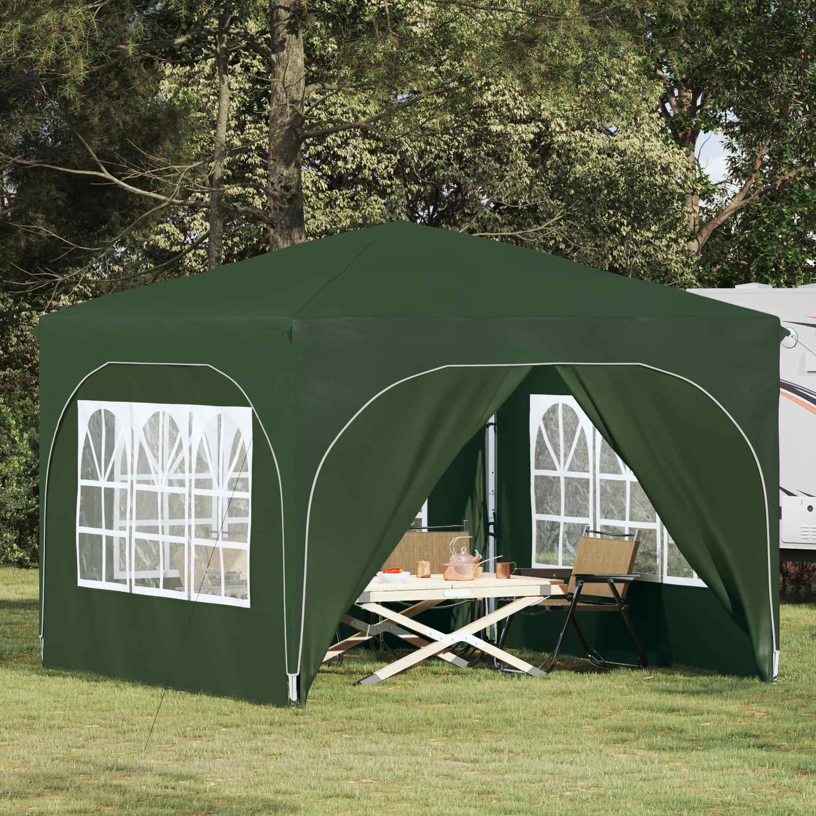 vidaXL Pop-up Feesttent 290 x 290 x 245 cm Crèmekleurig