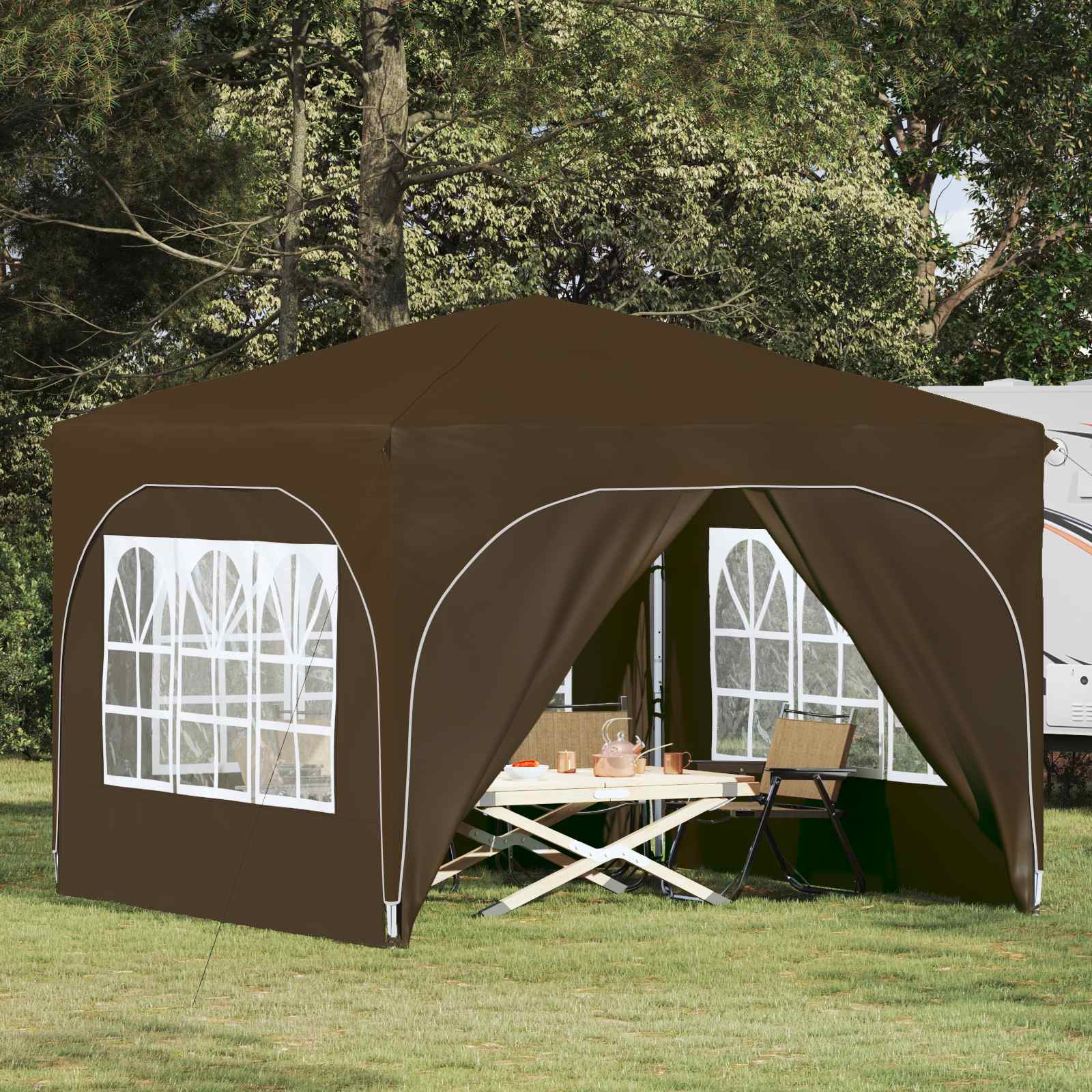 vidaXL Pop-up Feesttent 290 x 290 x 245 cm Crèmekleurig