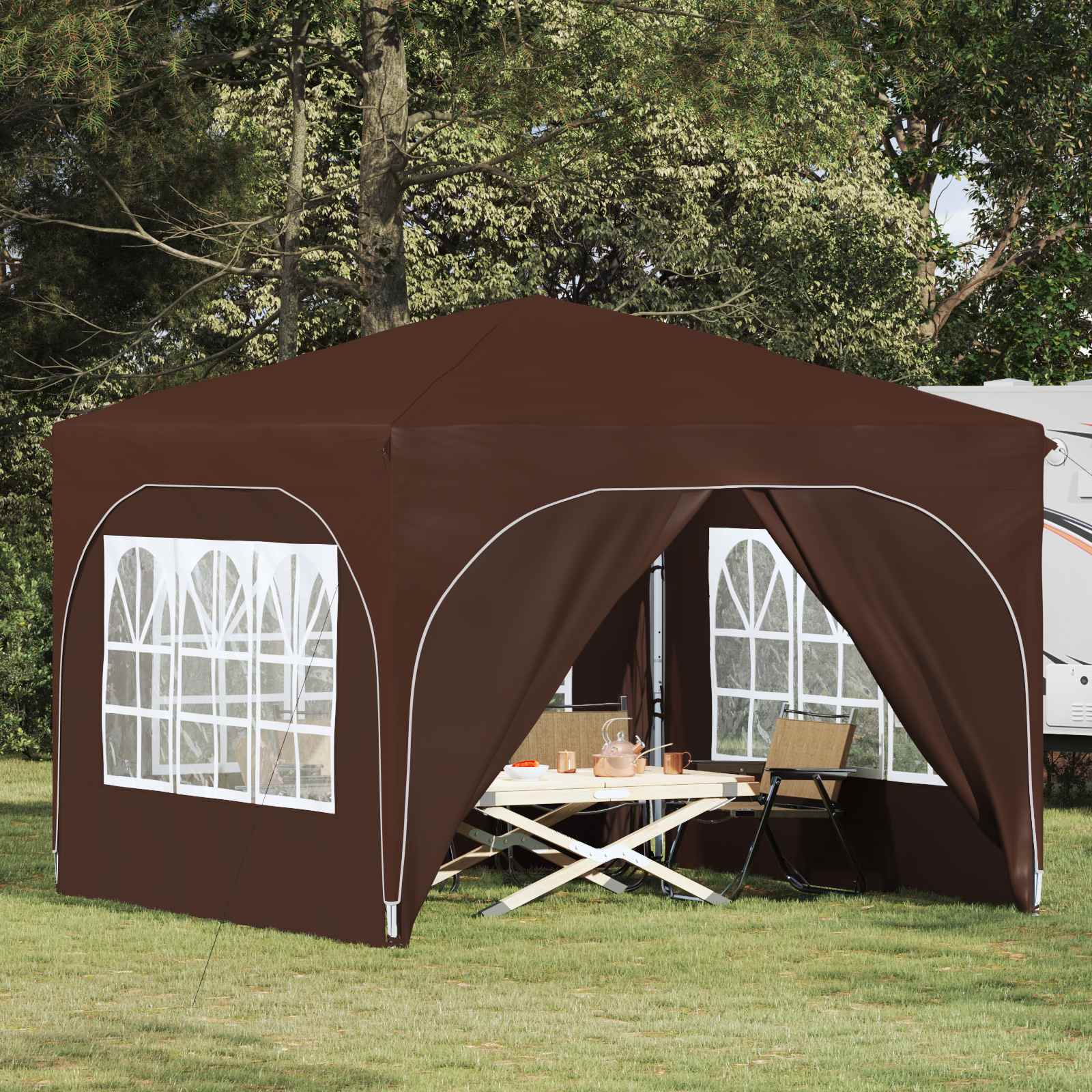 vidaXL Pop-up Feesttent 290 x 290 x 245 cm Crèmekleurig