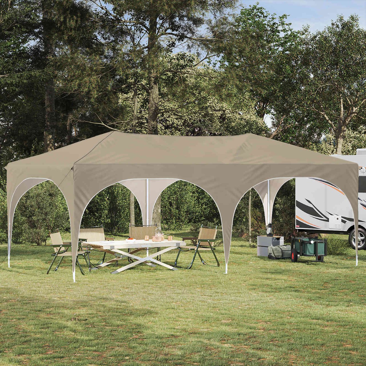 vidaXL Pop-up Feesttent Crème 575 x 288 x 245 cm Oxford Stof