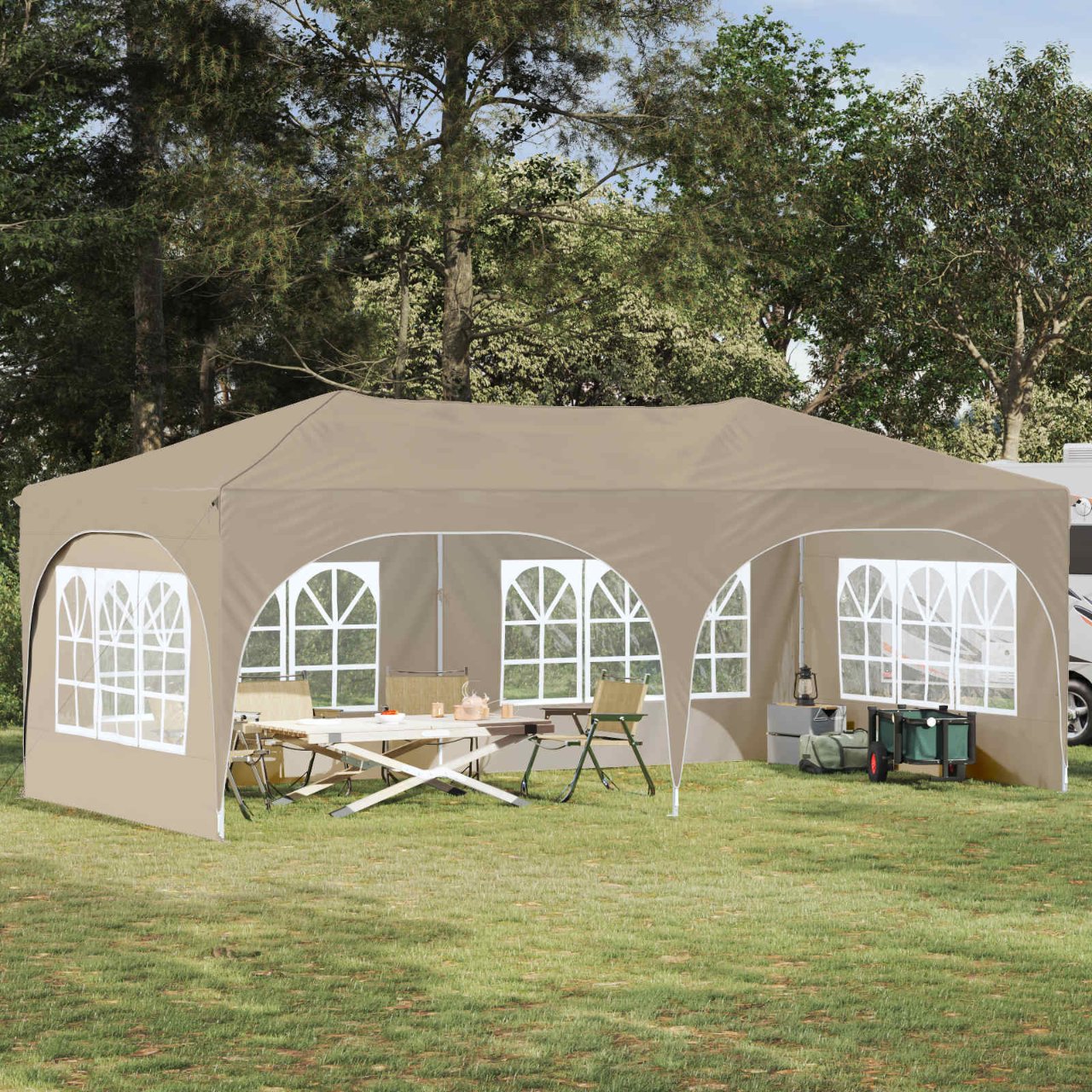vidaXL Pop-up Feesttent Crème 575 x 288 x 245 cm Oxford Stof
